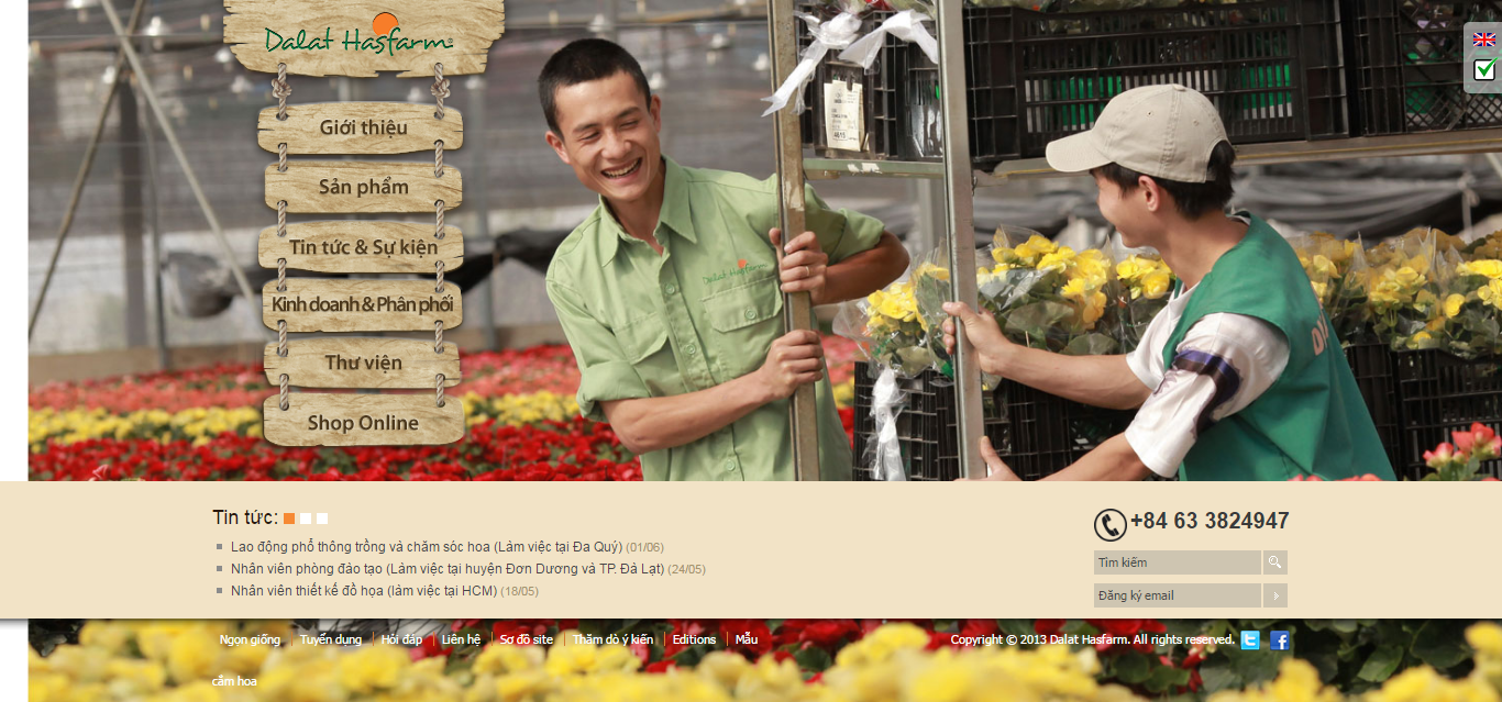 Thiết kế Web bán hoa điện hoa dalathasfarm.com