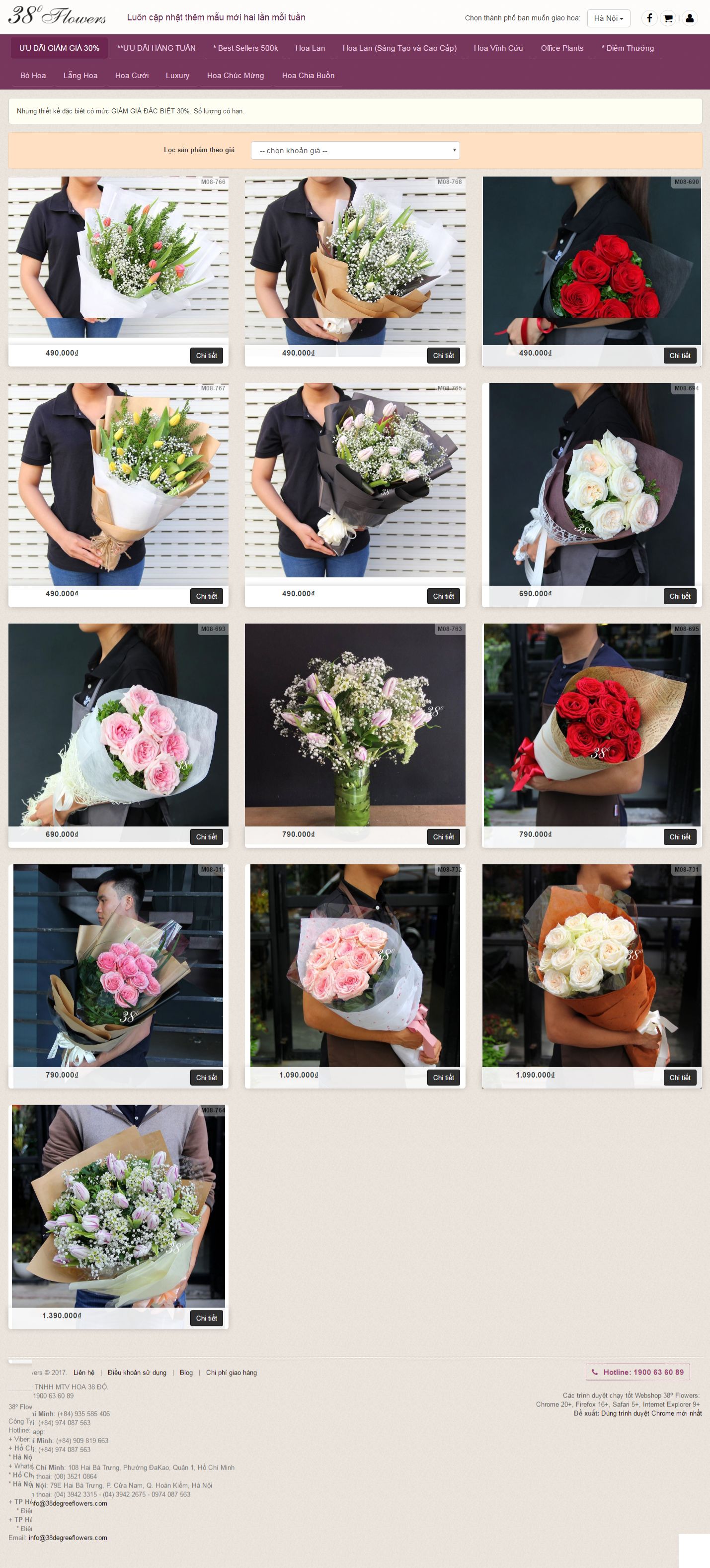 Thiết kế Web bán hoa điện hoa 38degreeflowers.com