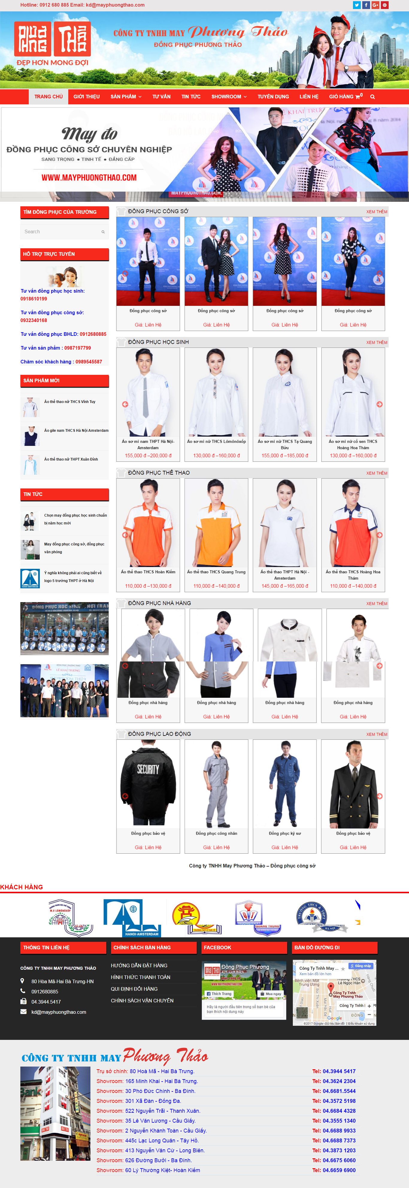 Thiết kế Web đồng phục may mặc mayphuongthao.com