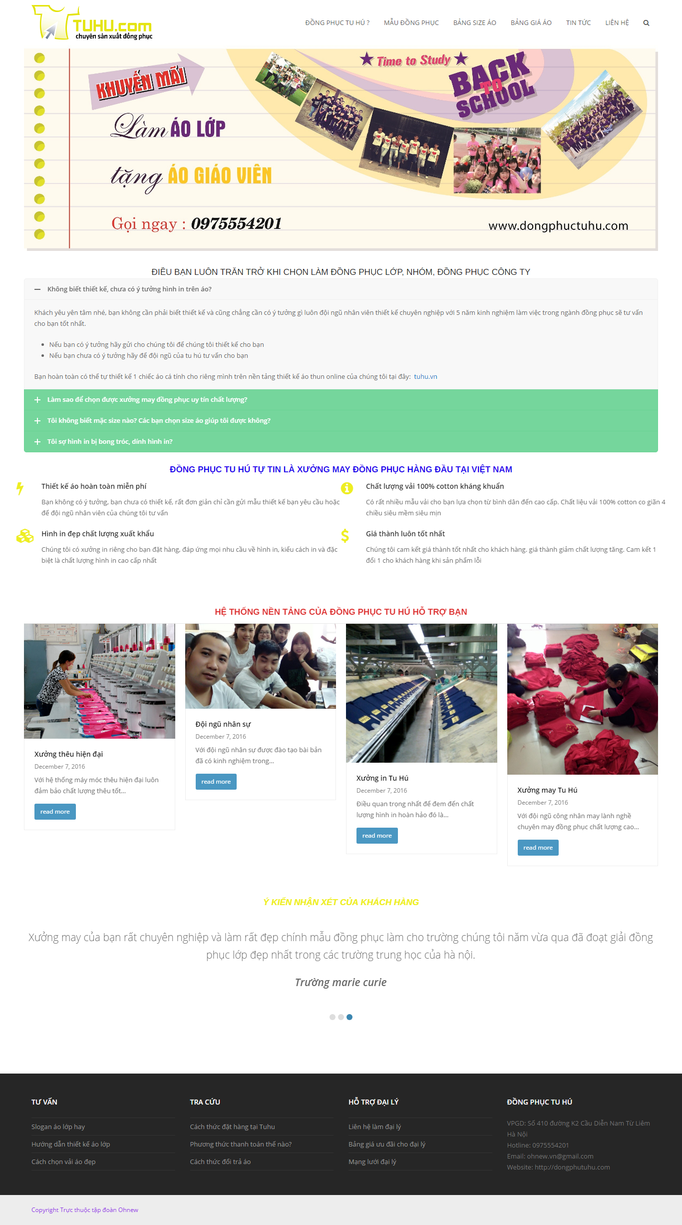Thiết kế Web đồng phục may mặc dongphuctuhu.com