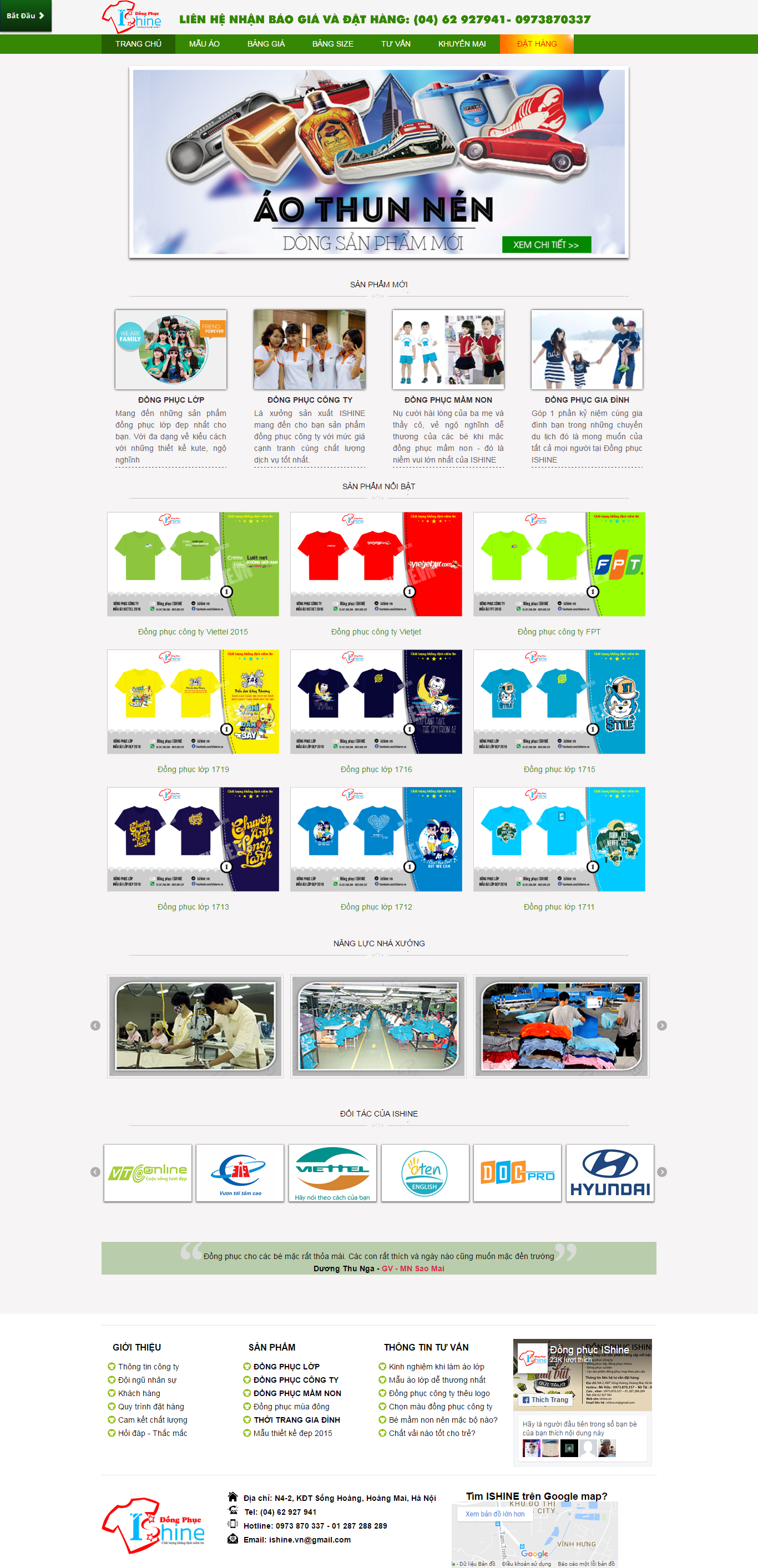 Thiết kế Web đồng phục may mặc ishine.vn