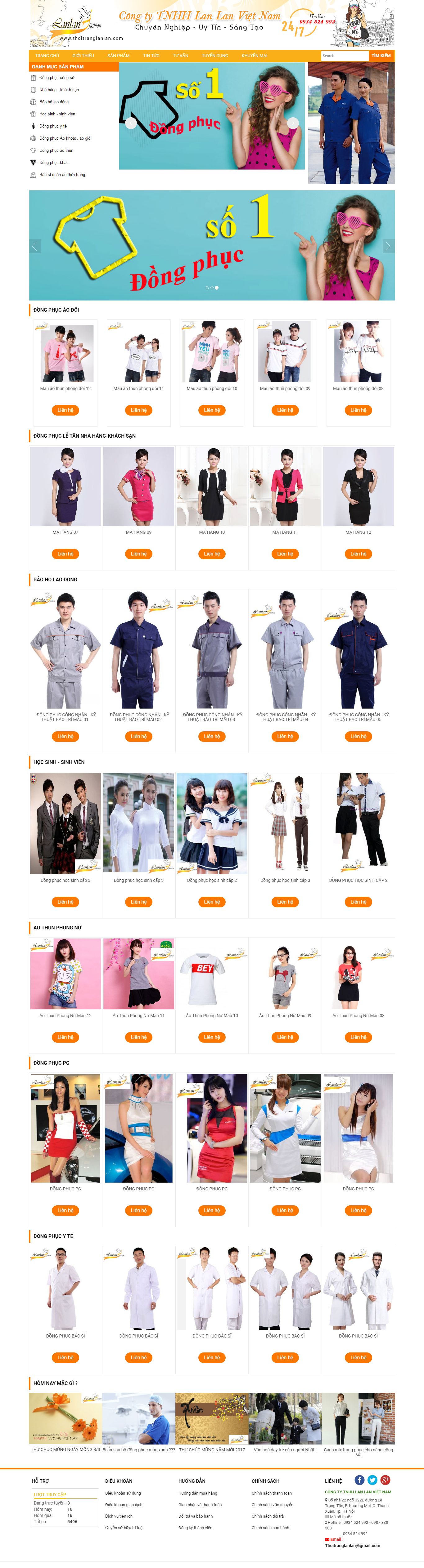 Thiết kế Web đồng phục may mặc thoitranglanlan.com