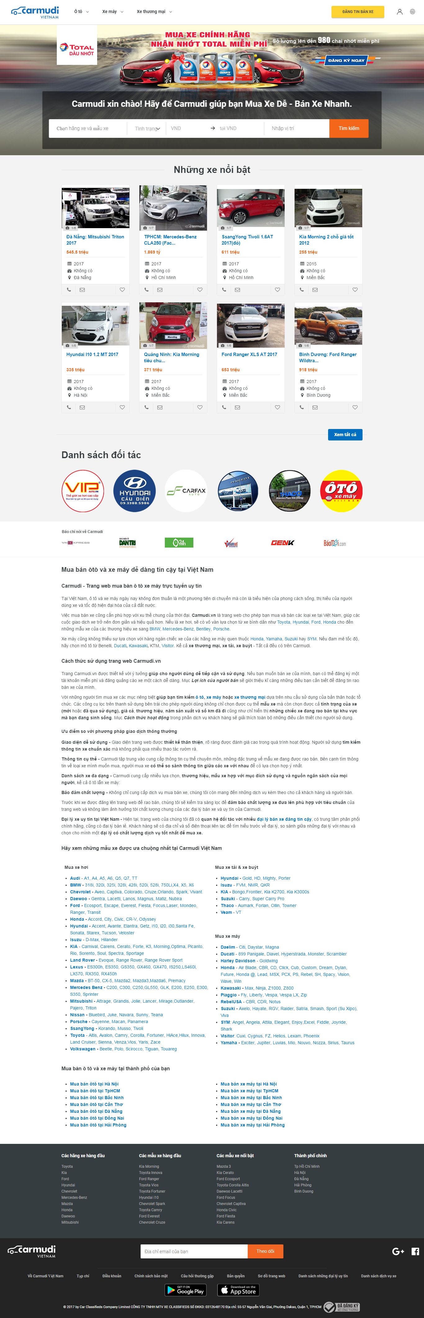 Thiết kế Web xe hơi Ô tô carmudi.vn