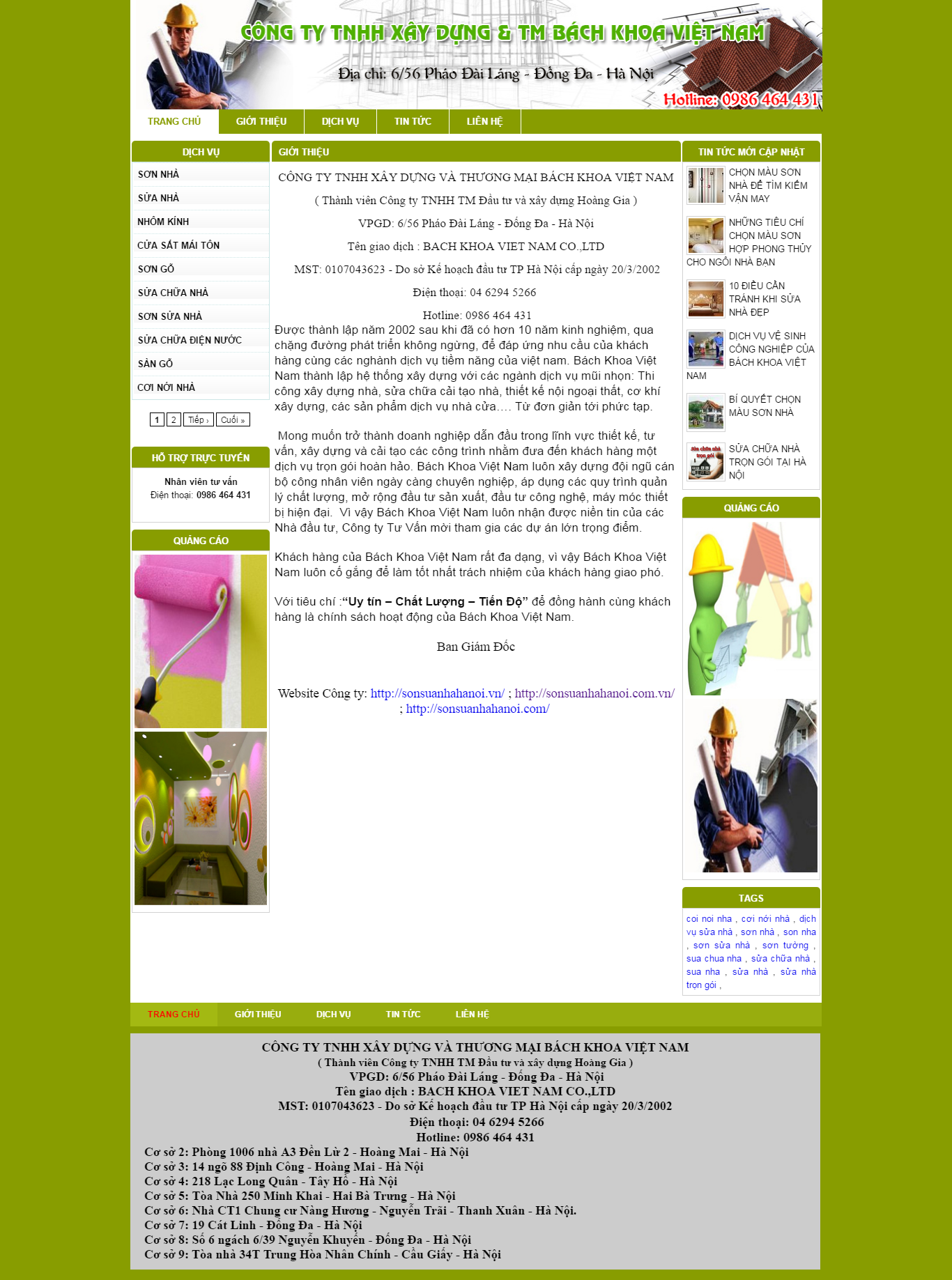 Thiết kế Web sửa chữa nhà sonsuanhahanoi.com.vn