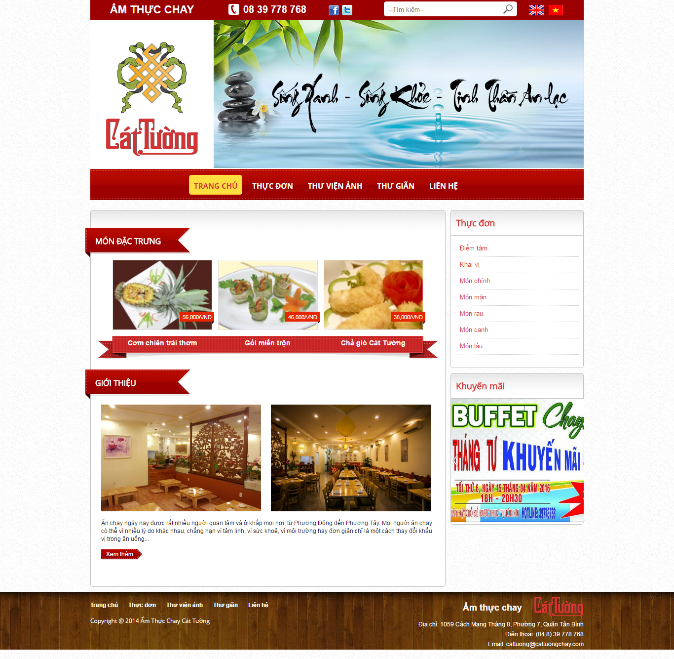 Thiết kế Web nhà hàng Ẩm thực cattuongchay.com