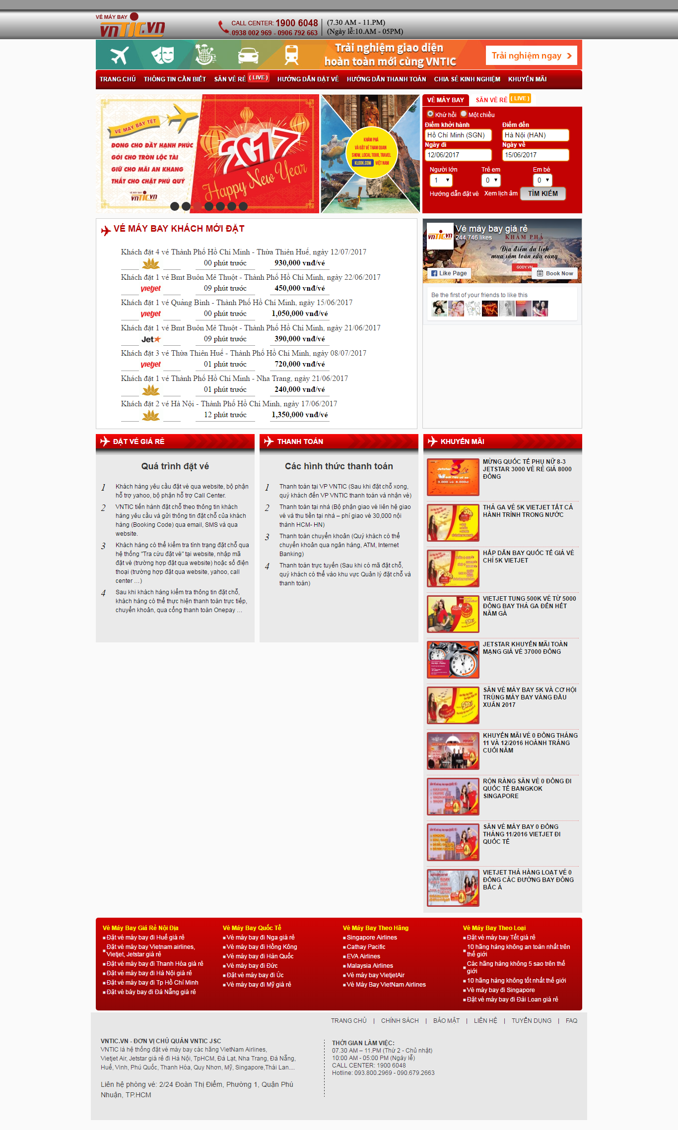 Thiết kế Web vé máy bay travel vemaybay.vntic.vn