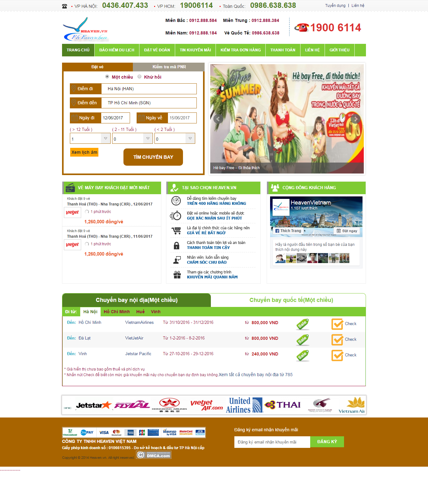 Thiết kế Web vé máy bay travel heaven.vn