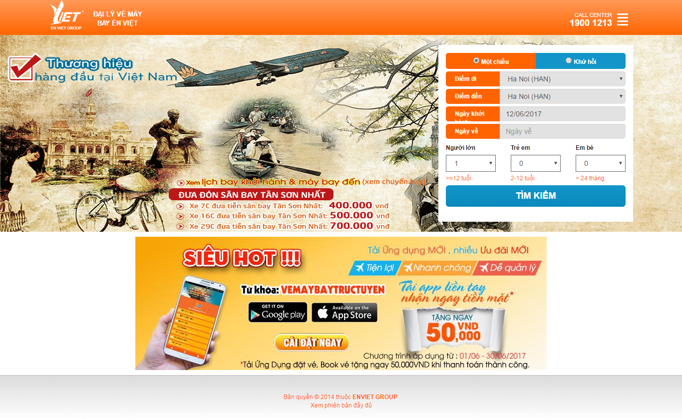 Thiết kế website đại lý vé máy bay én việt đẹp SEO tốt