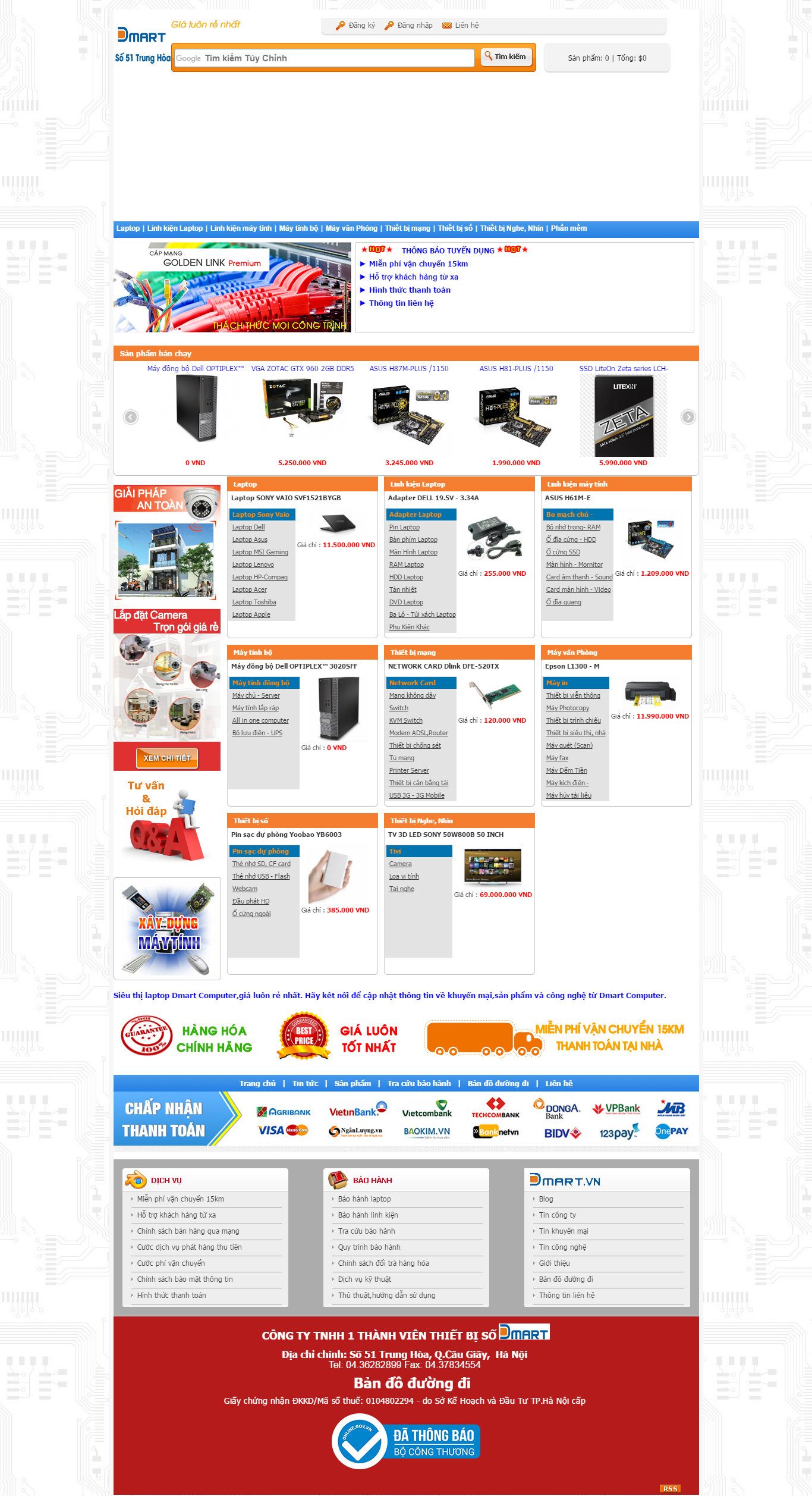 Thiết kế Web bán máy tính laptop dmart.vn