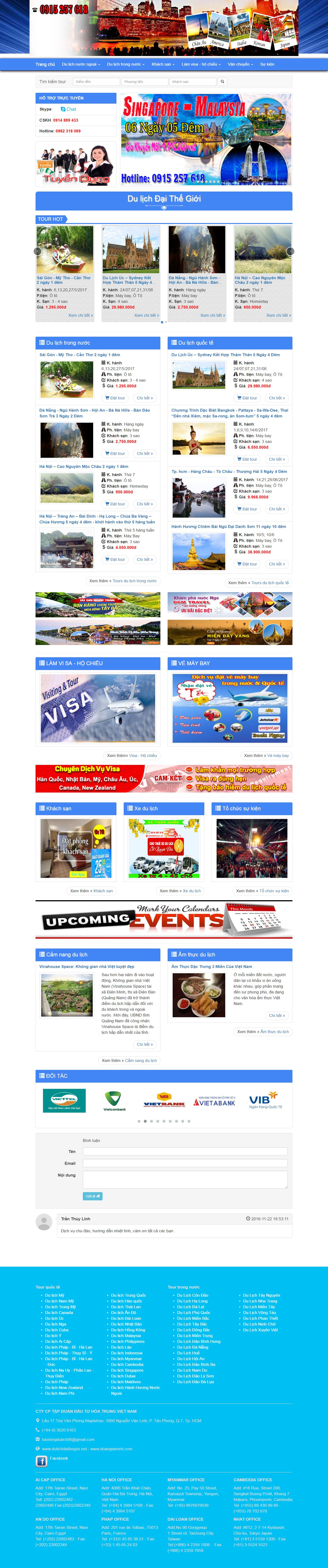 Thiết kế Web du lịch travel dulichdaithegioi.net