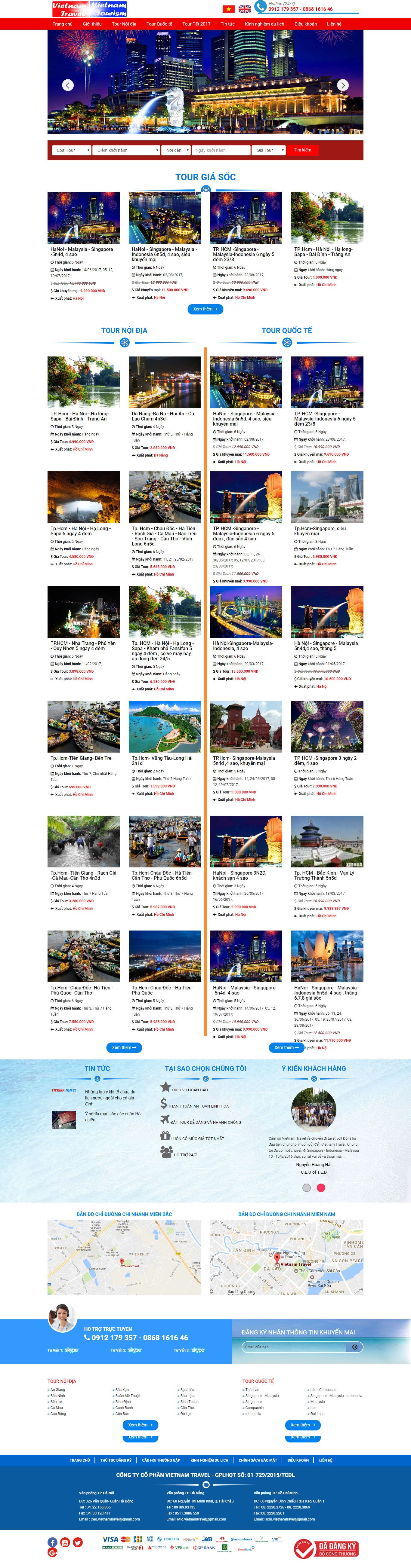 Thiết kế Web du lịch travel vietnamtravel.biz.vn