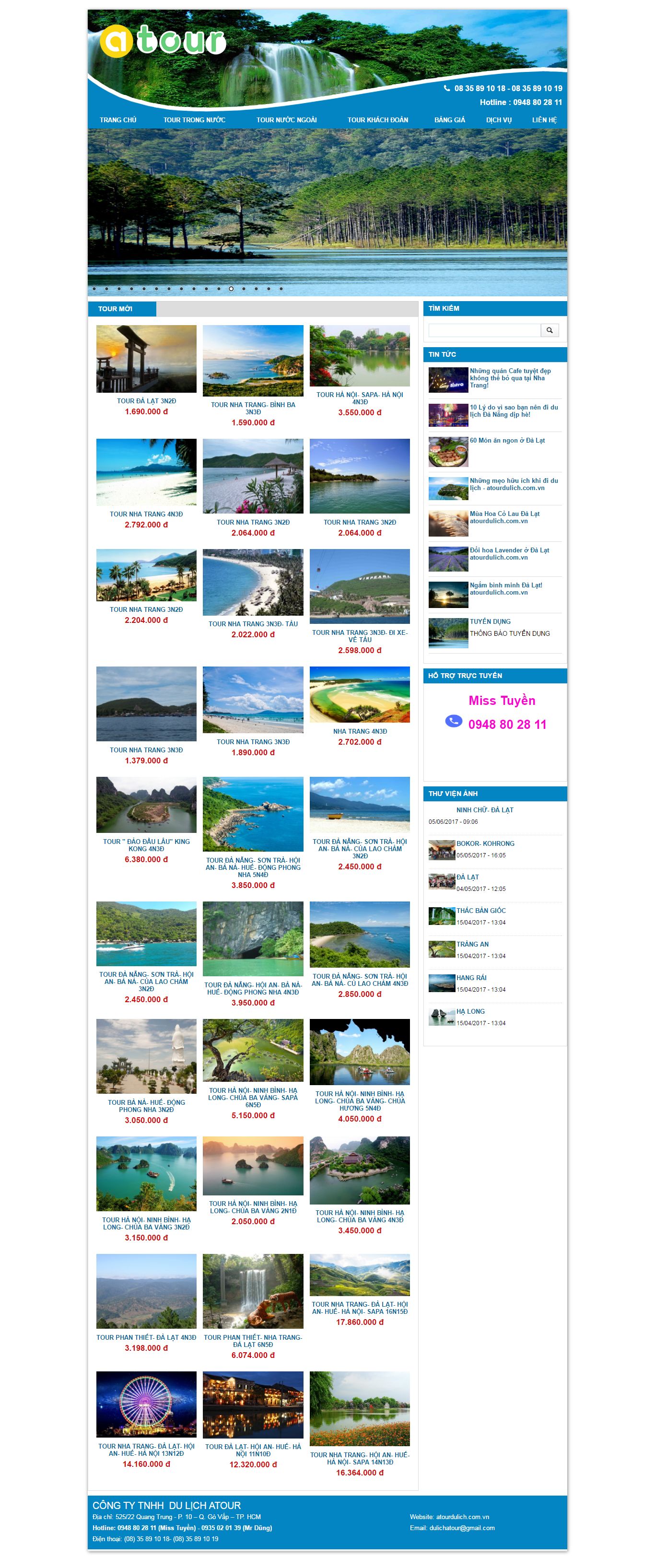 Thiết kế Web du lịch travel atourdulich.com.vn