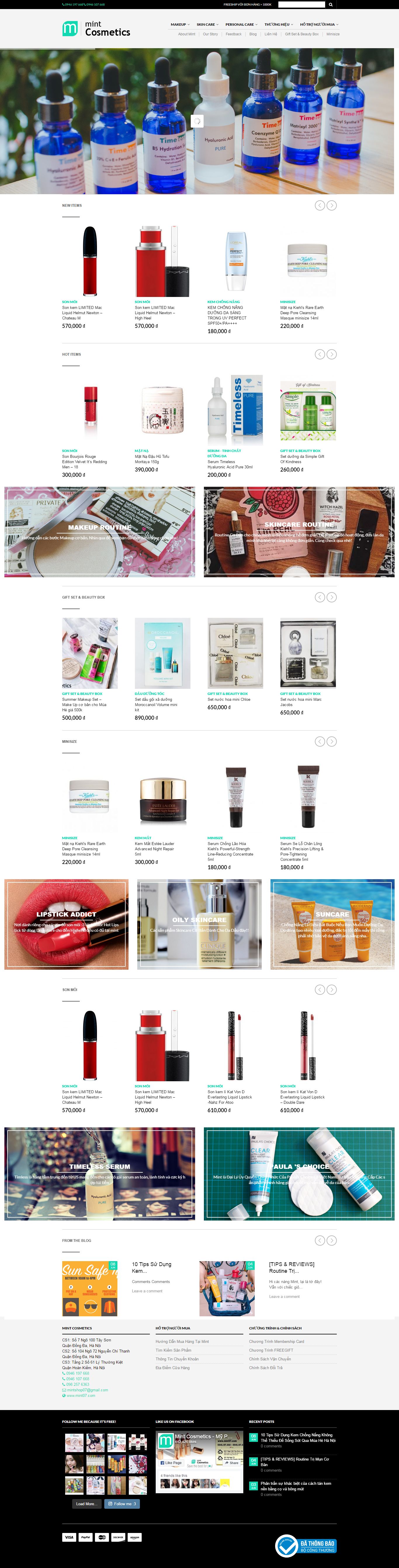 Thiết kế Web bán mỹ phẩm làm đẹp mint07.com