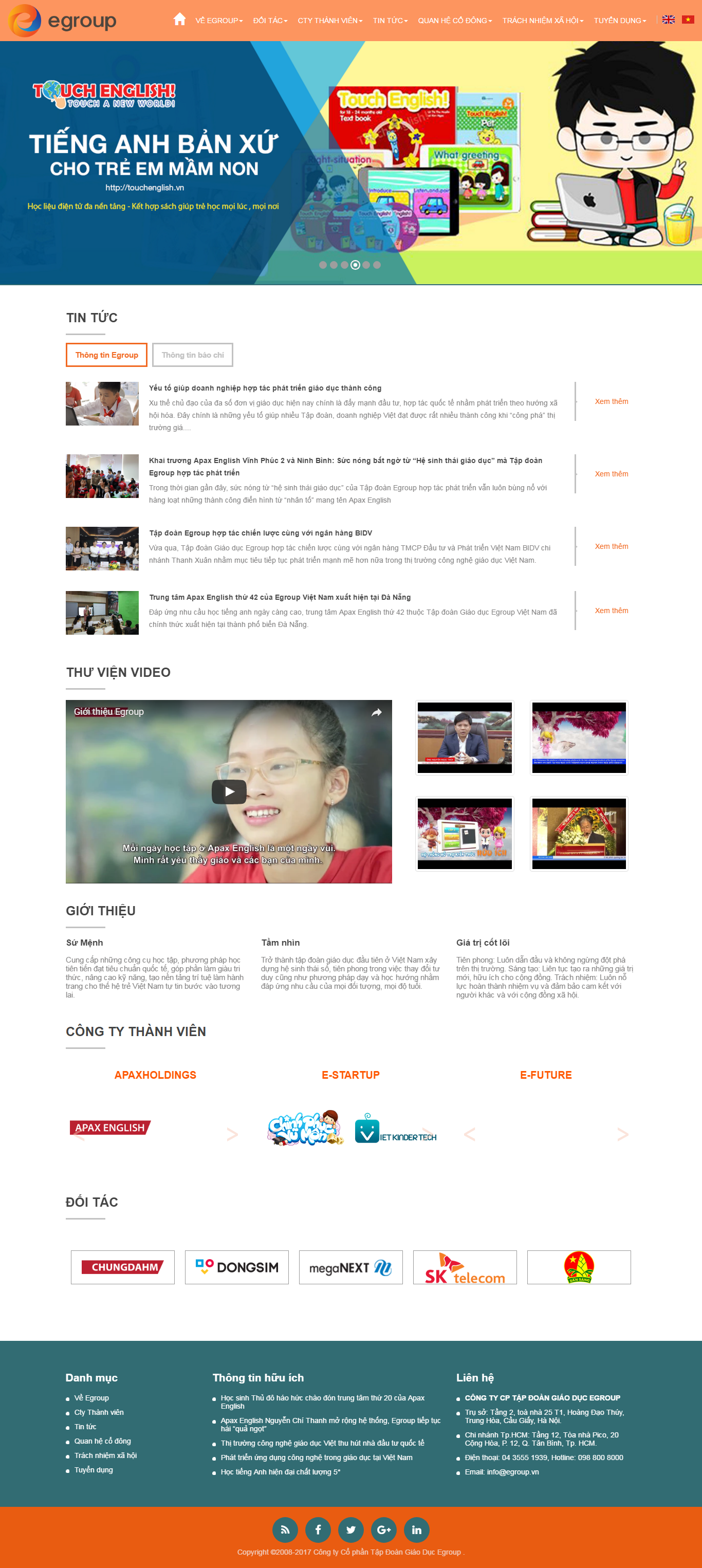 Thiết kế Web giáo dục trường học egroup.vn