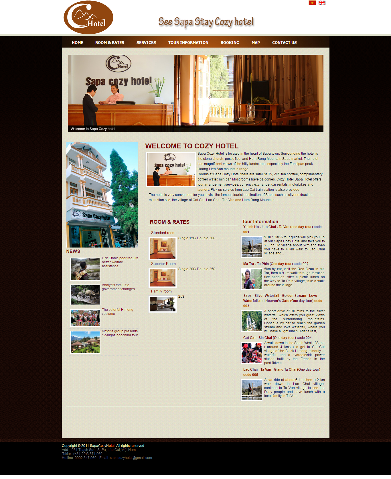 Thiết kế Web khách sạn nhà hàng sapacozyhotel.com