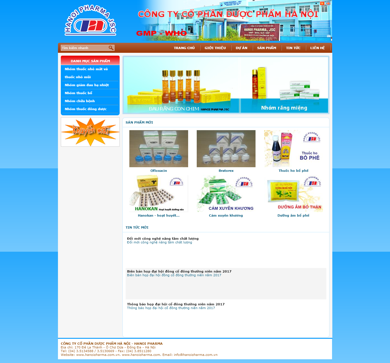 Thiết kế website công ty cổ phần dược Hà Nội đẹp SEO tốt