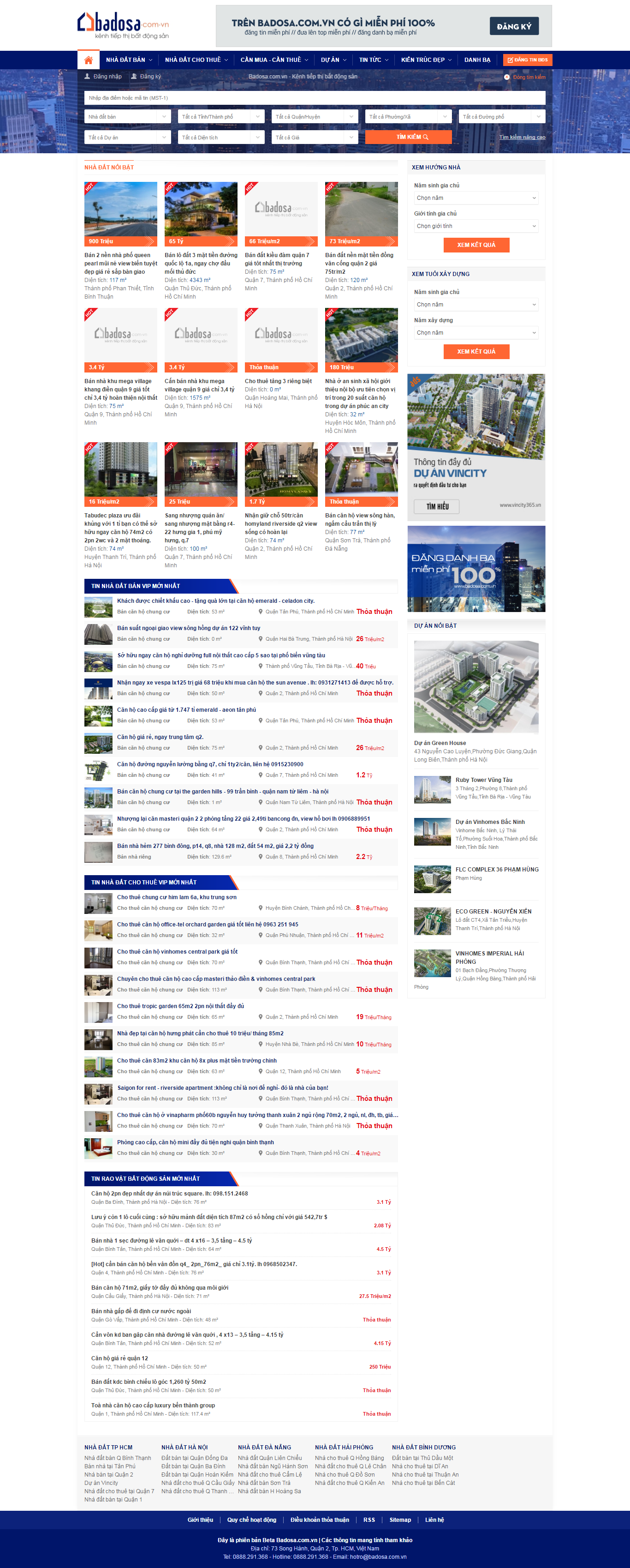 Thiết kế Web bất động sản badosa.com.vn