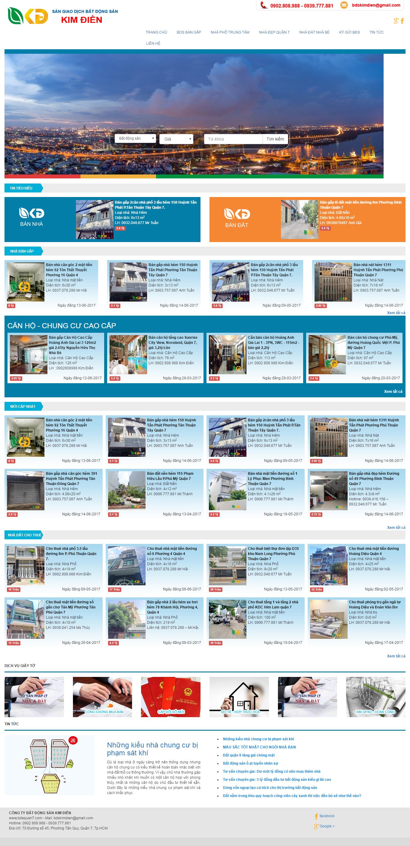 Thiết kế Web bất động sản bdsquan7.com