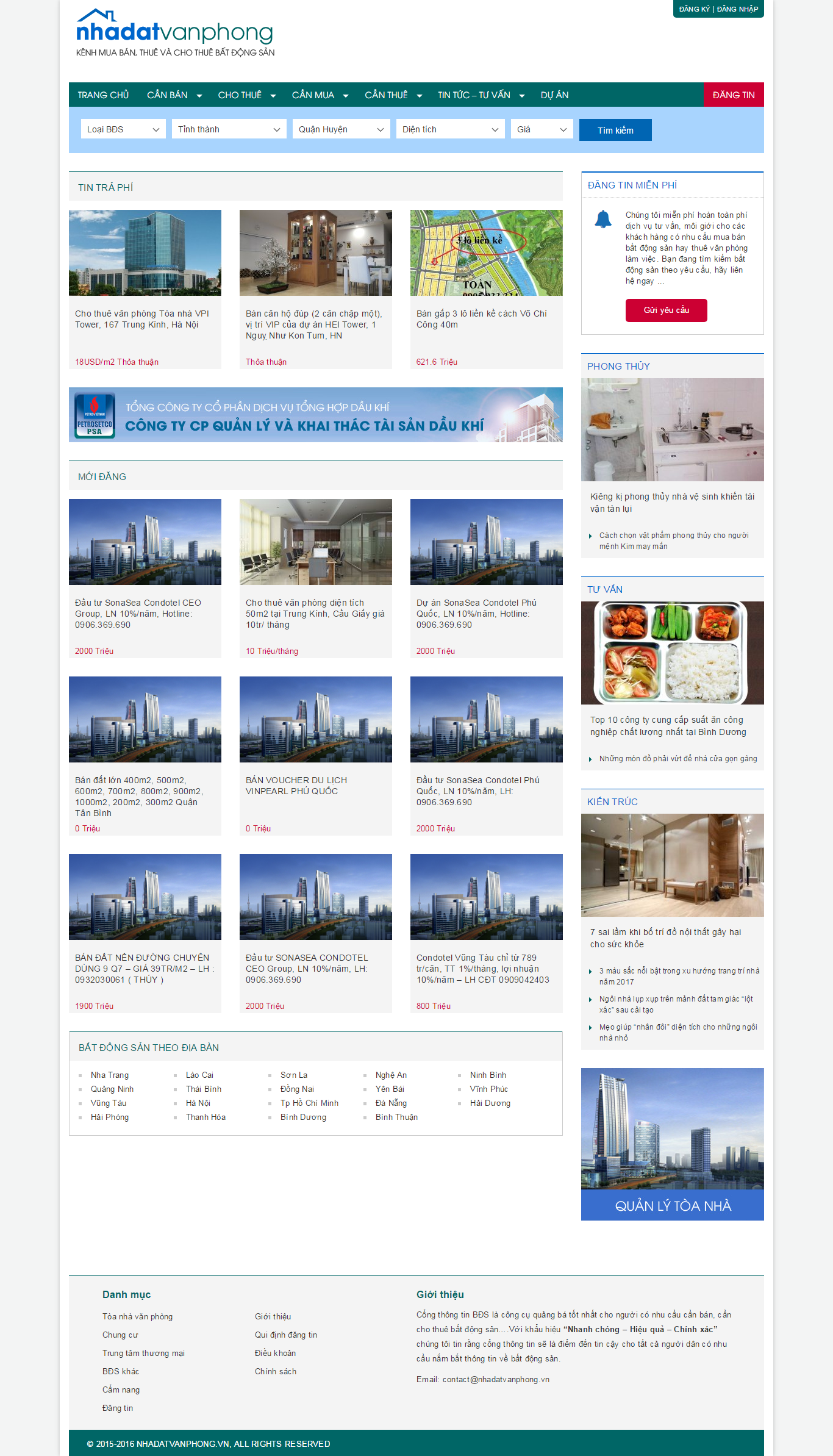 Thiết kế Web bất động sản nhadatvanphong.vn