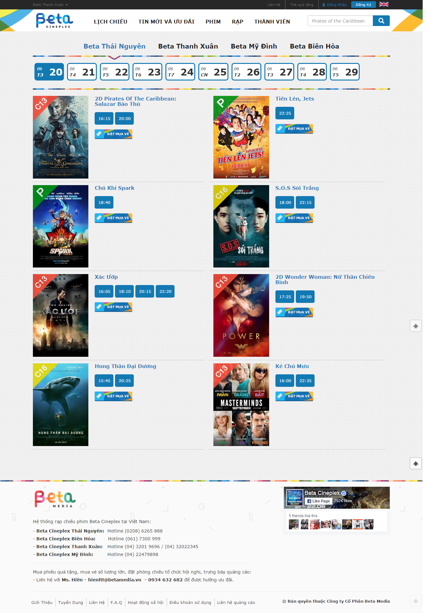 Thiết kế Web phim ảnh betacineplex.vn