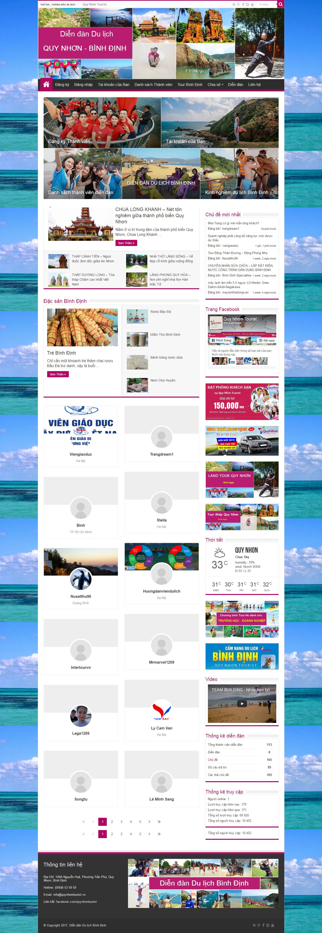 Thiết kế Web diễn đàn forum diendan.quynhontourist.vn