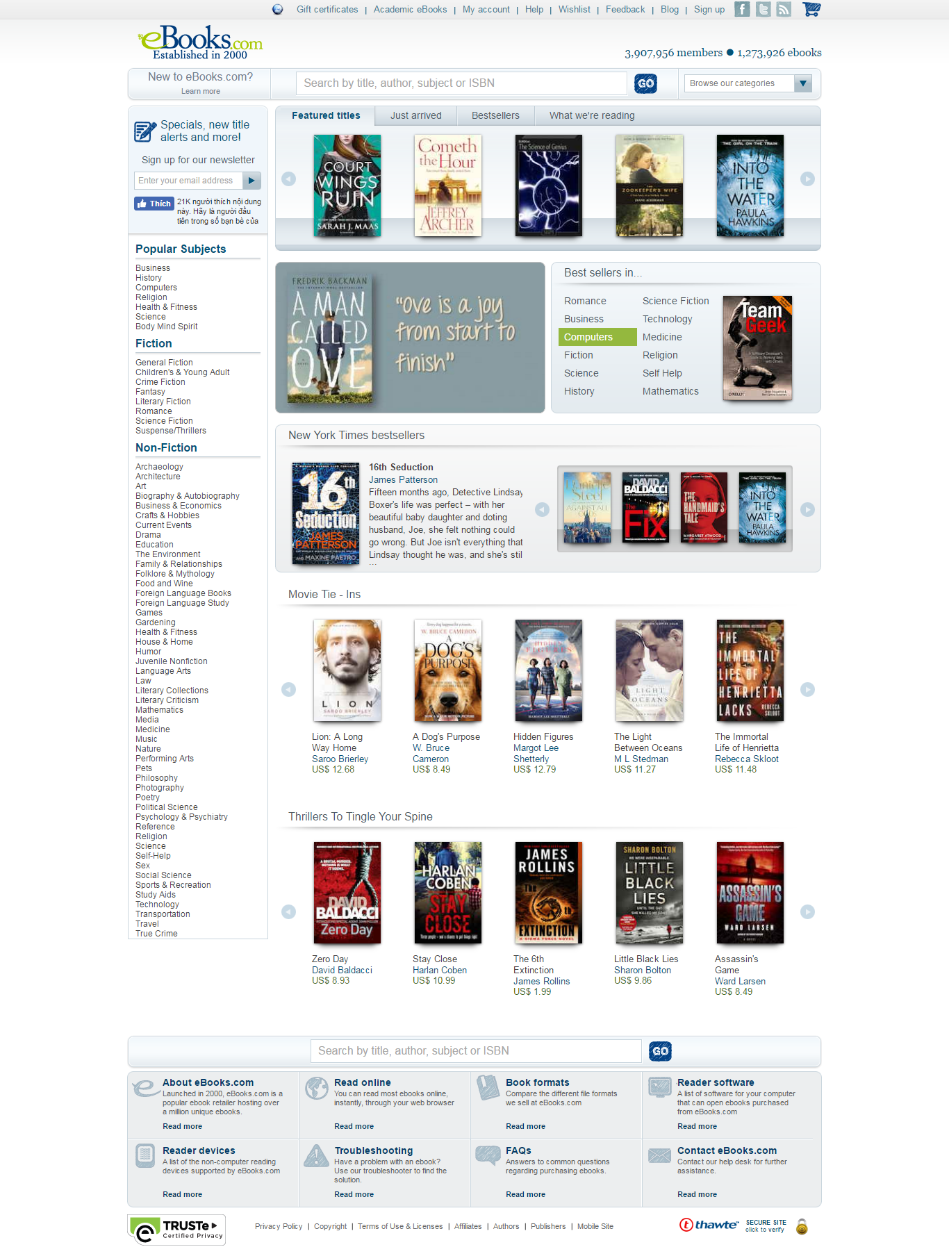 Thiết kế Web bán sách ebook ebooks.com