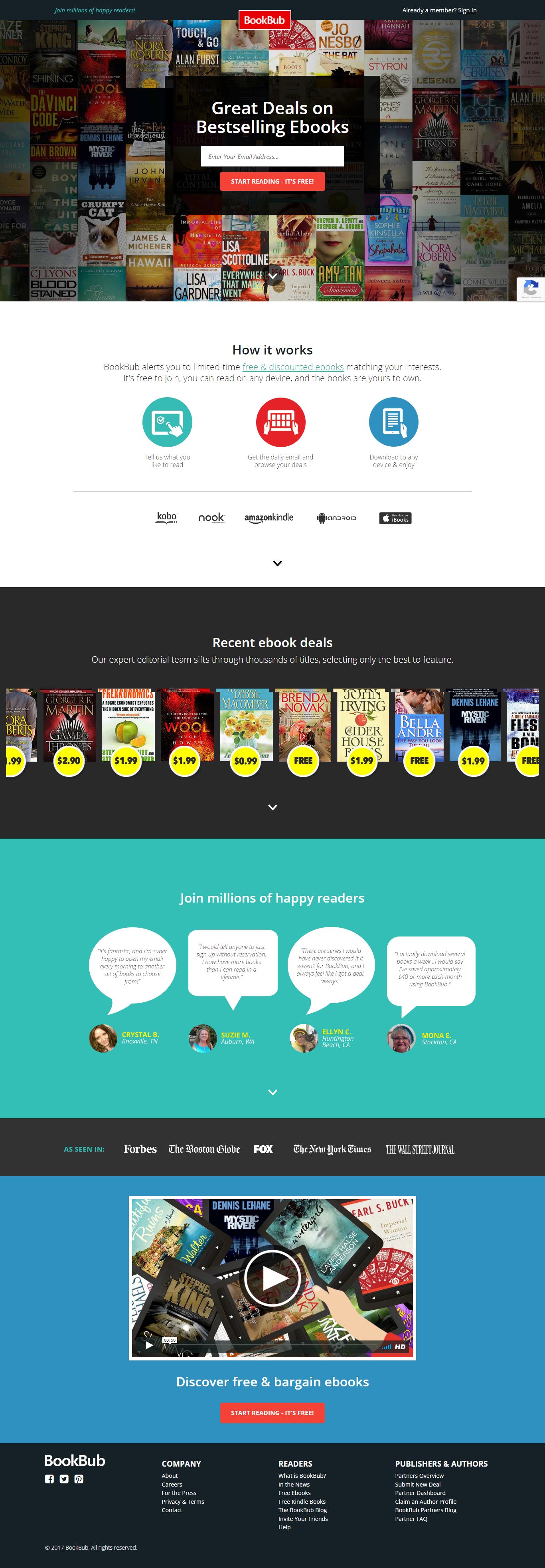 Thiết kế Web bán sách ebook bookbub.com