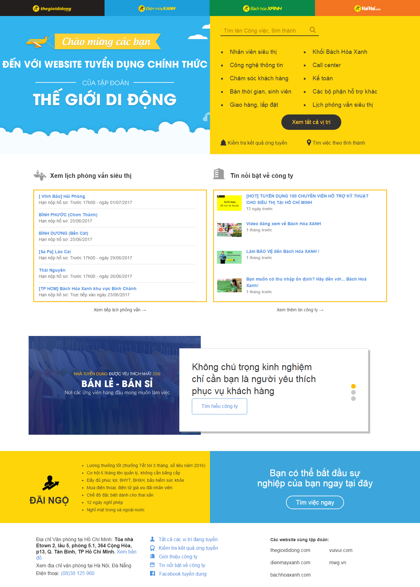 Thiết kế Web tuyển dụng việc làm vieclam.thegioididong.com