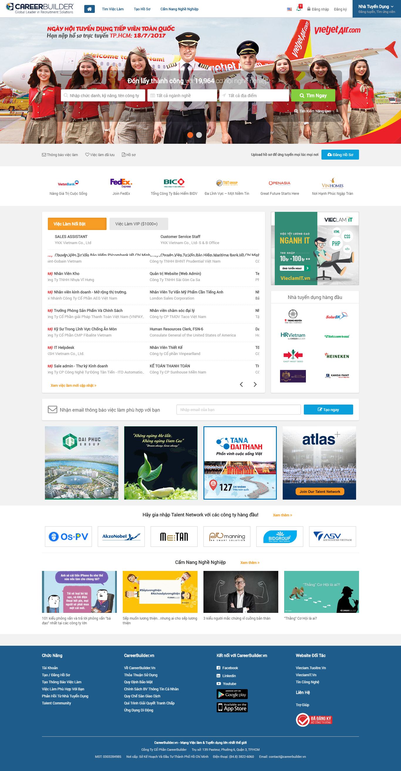 Thiết kế Web tuyển dụng việc làm careerbuilder.vn