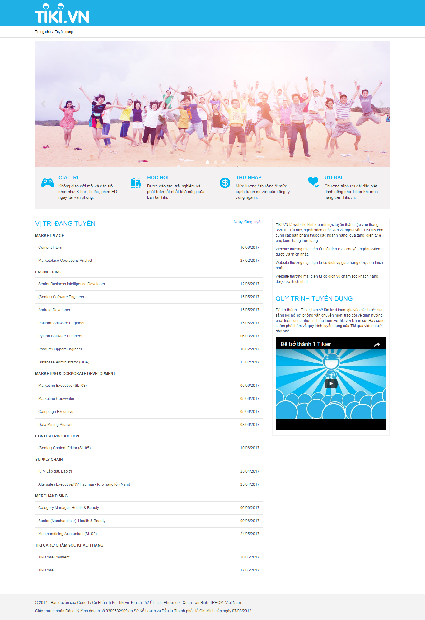 Thiết kế Web tuyển dụng việc làm tuyendung.tiki.vn