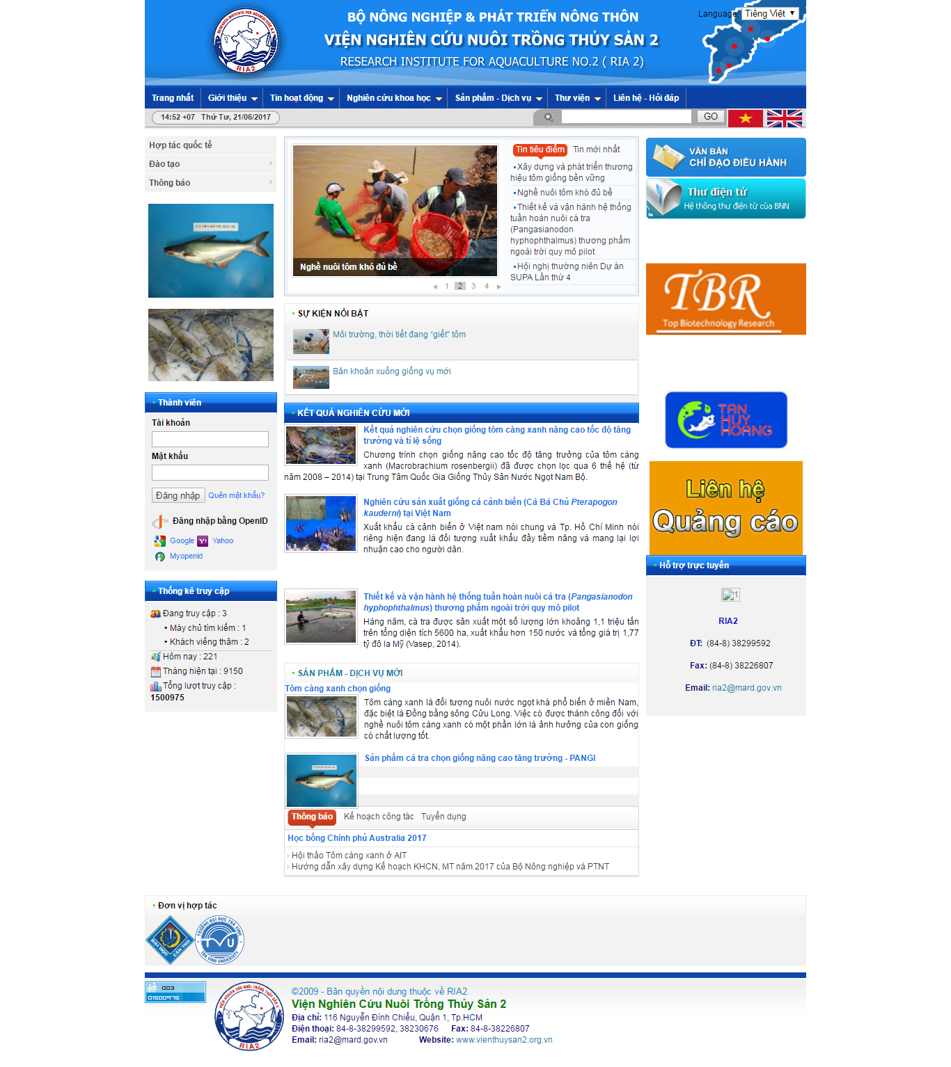 Thiết kế Web hải sản xuất khẩu vienthuysan2.org.vn