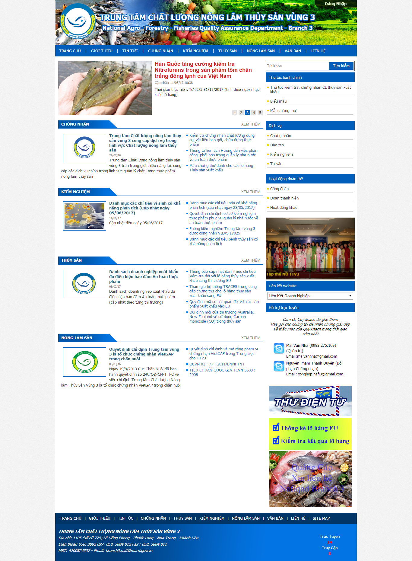 Thiết kế Web hải sản xuất khẩu nafiqad3.vn