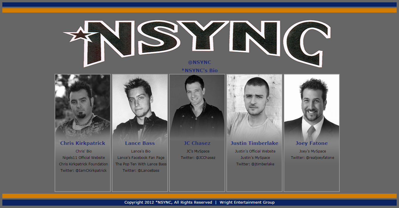 Thiết kế Web nghệ sĩ ca sĩ nsync.com