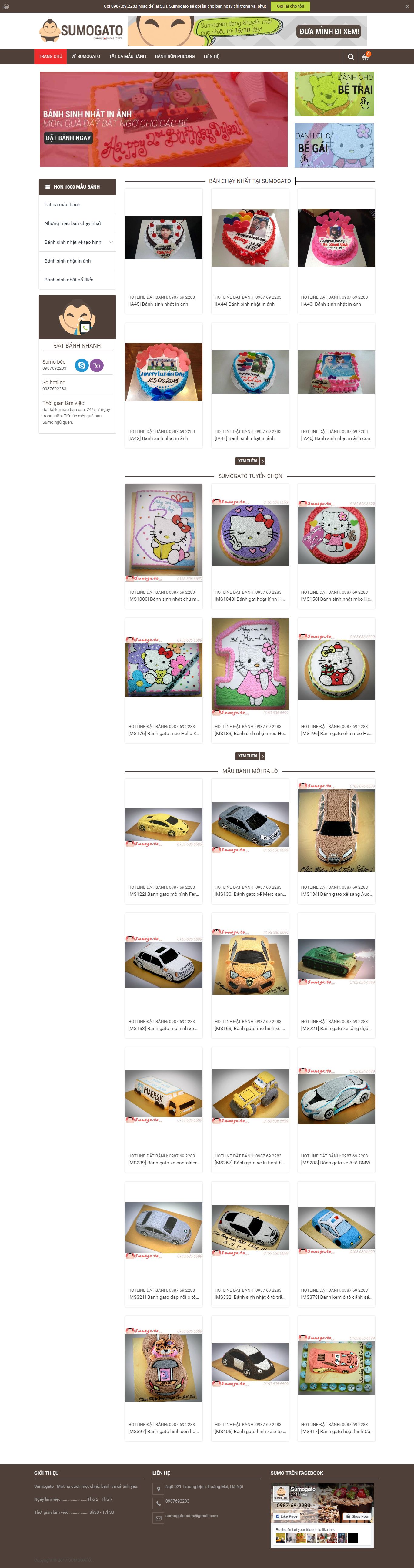 Thiết kế Web bánh sinh nhật sumogato.com