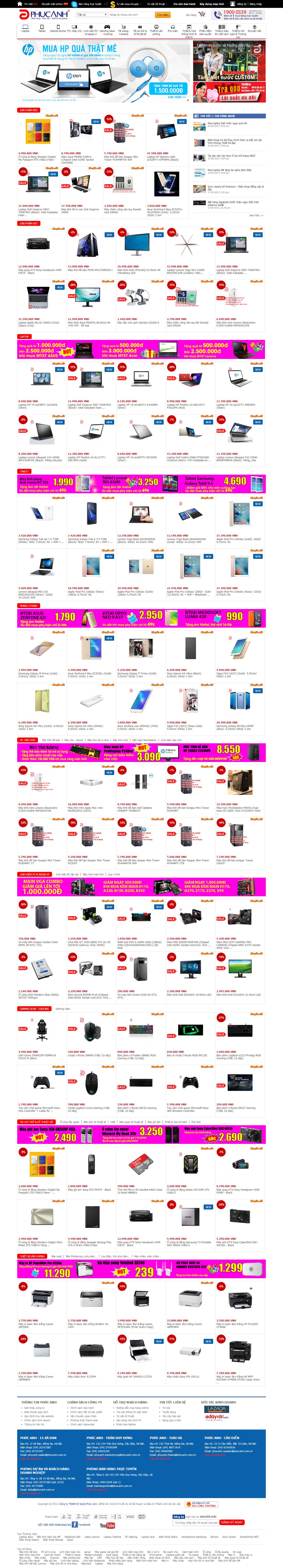 Thiết kế Web bán máy tính laptop phucanh.vn