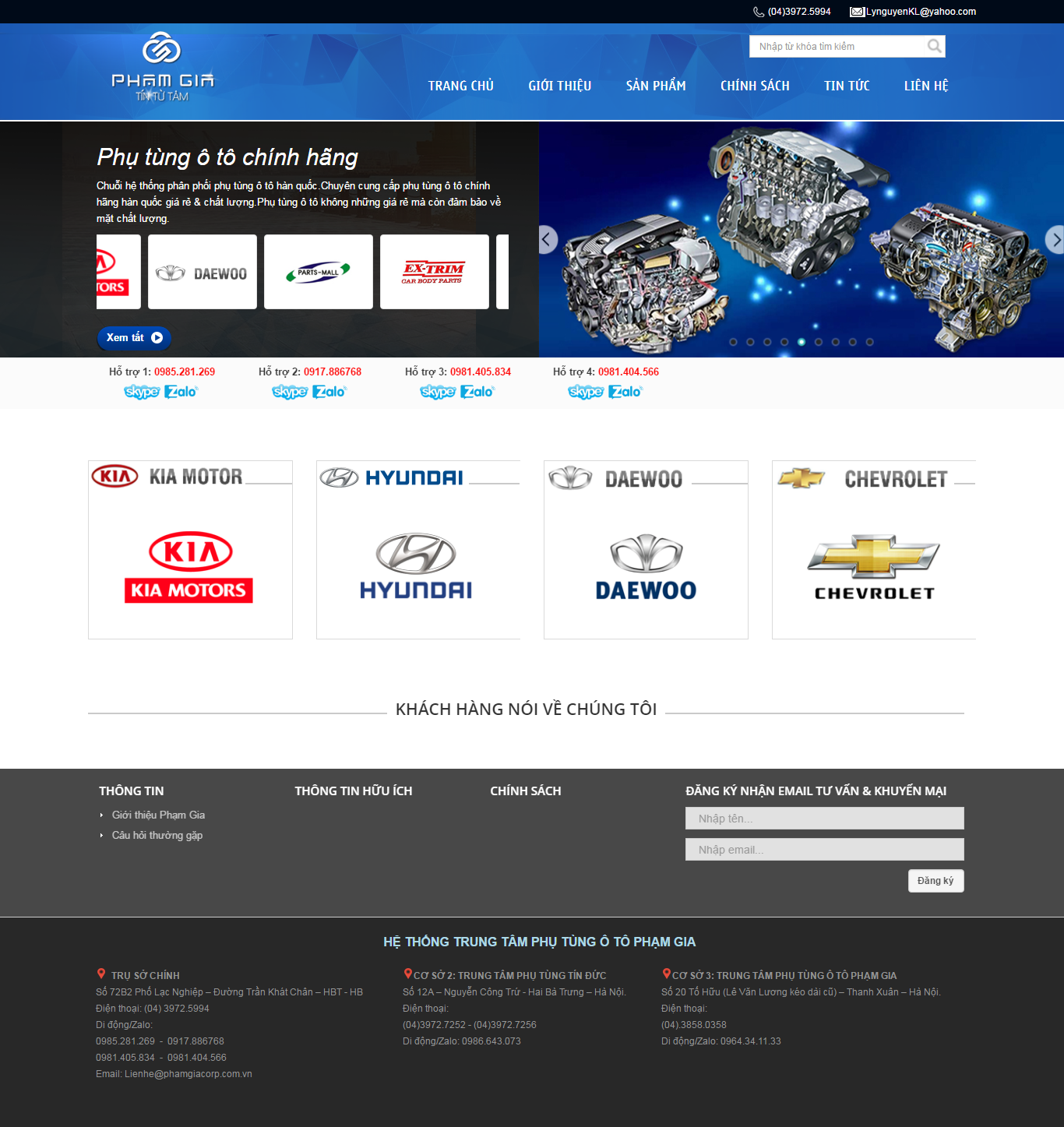 Thiết kế Web phụ tùng ô tô phamgiacorp.com.vn