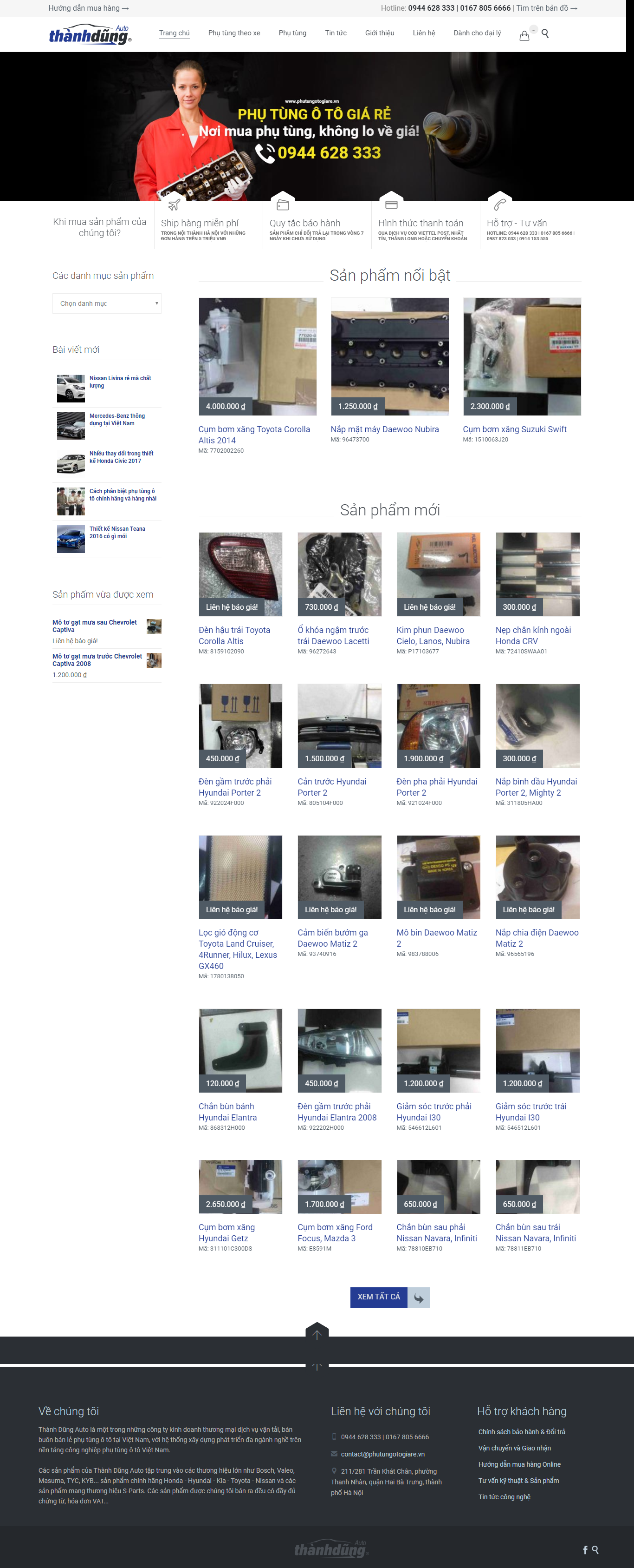 Thiết kế Web phụ tùng ô tô phutungotogiare.vn