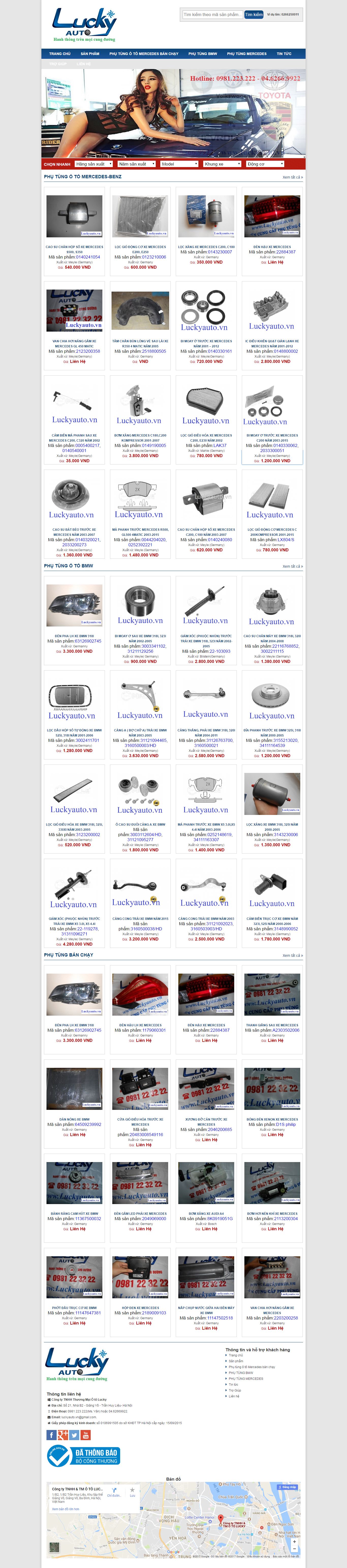 Thiết kế Web phụ tùng ô tô luckyauto.vn