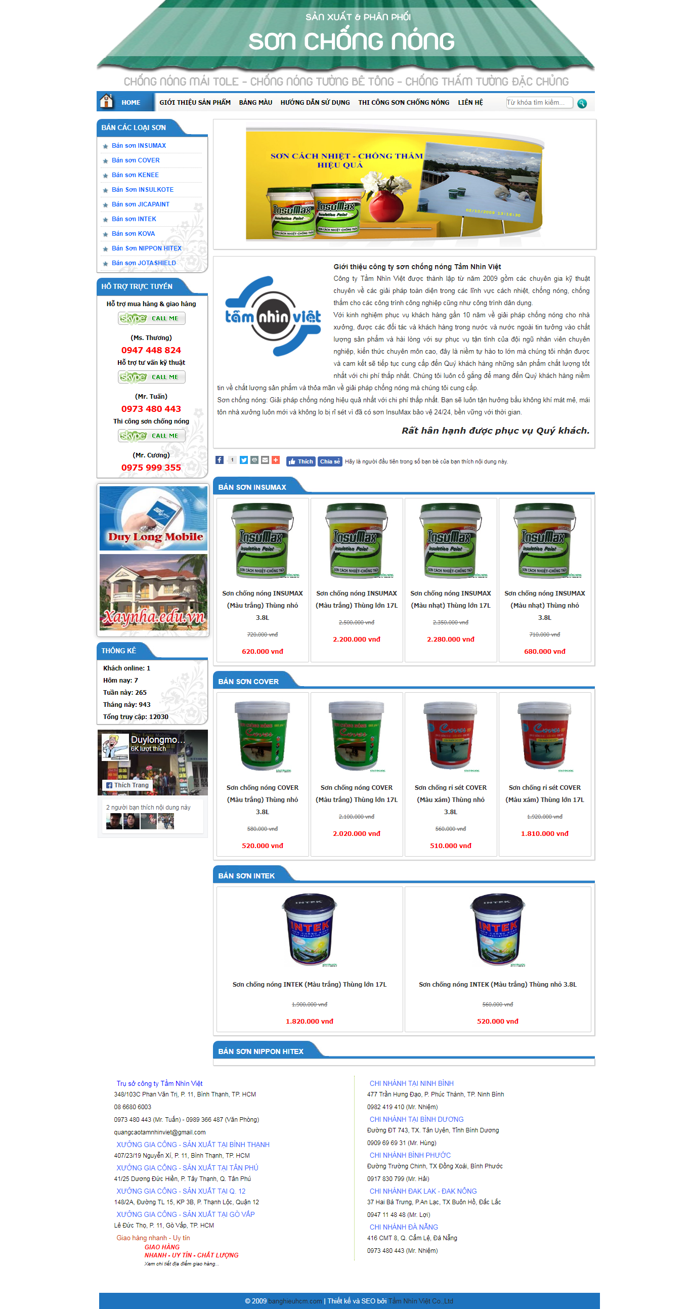 Thiết kế Web bán sơn sonchongnong.biz