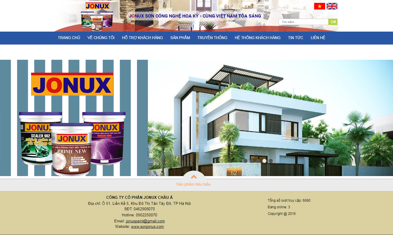 Thiết kế Web bán sơn sonjonux.com