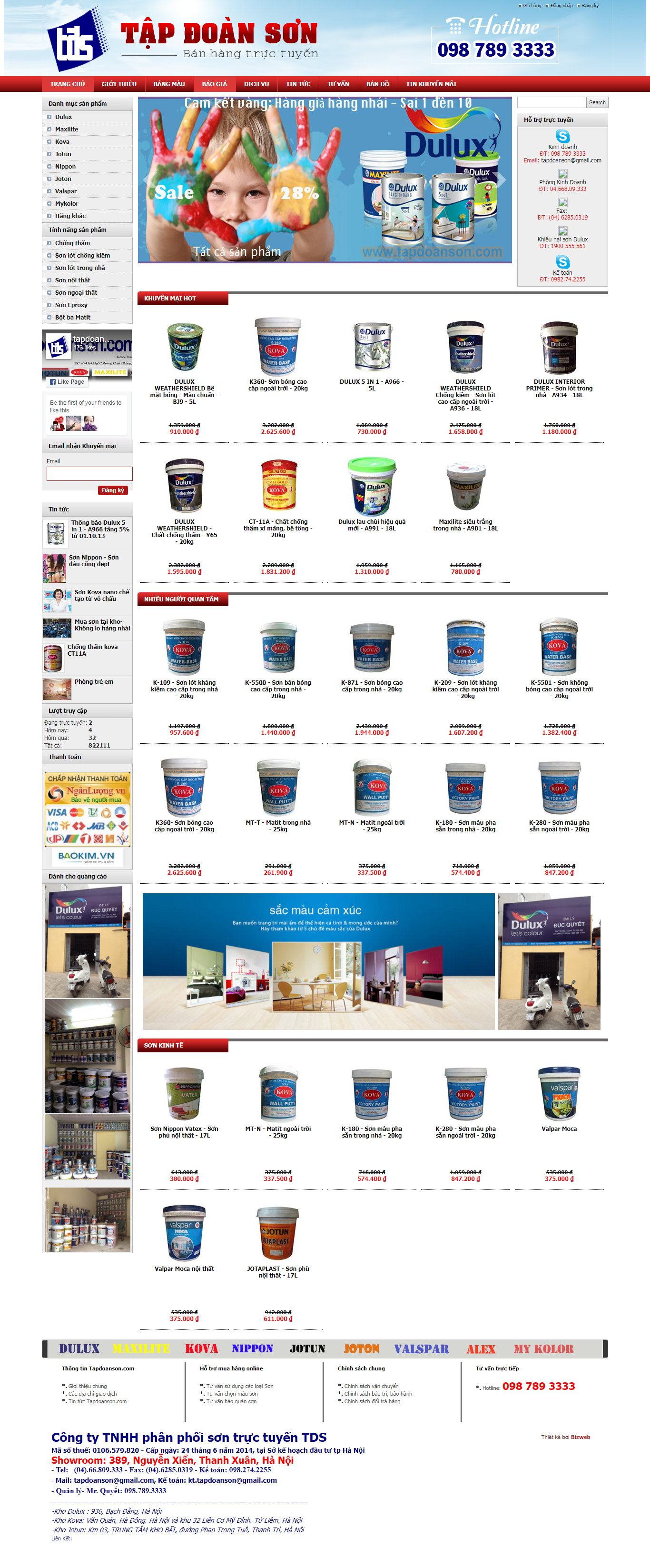 Thiết kế Web bán sơn tapdoanson.com