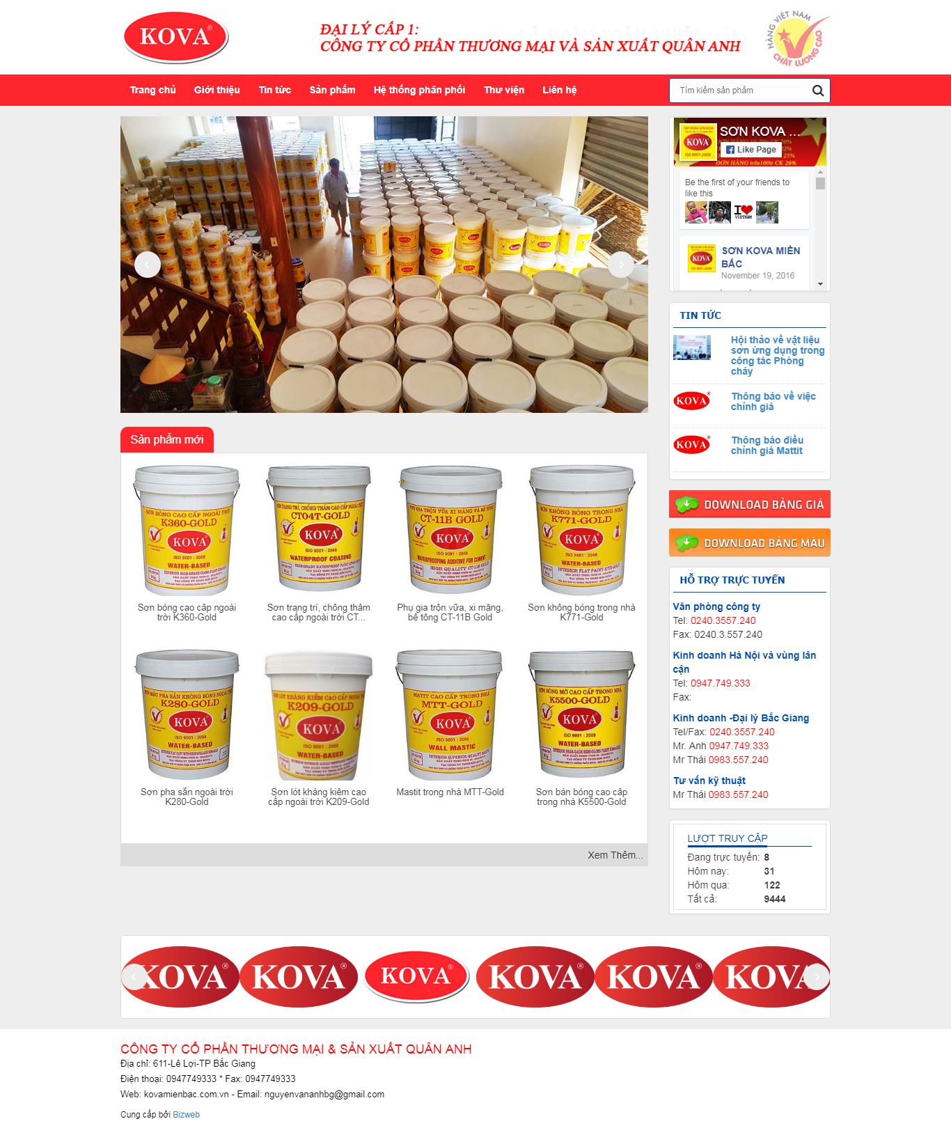 Thiết kế Web bán sơn kovamienbac.com.vn