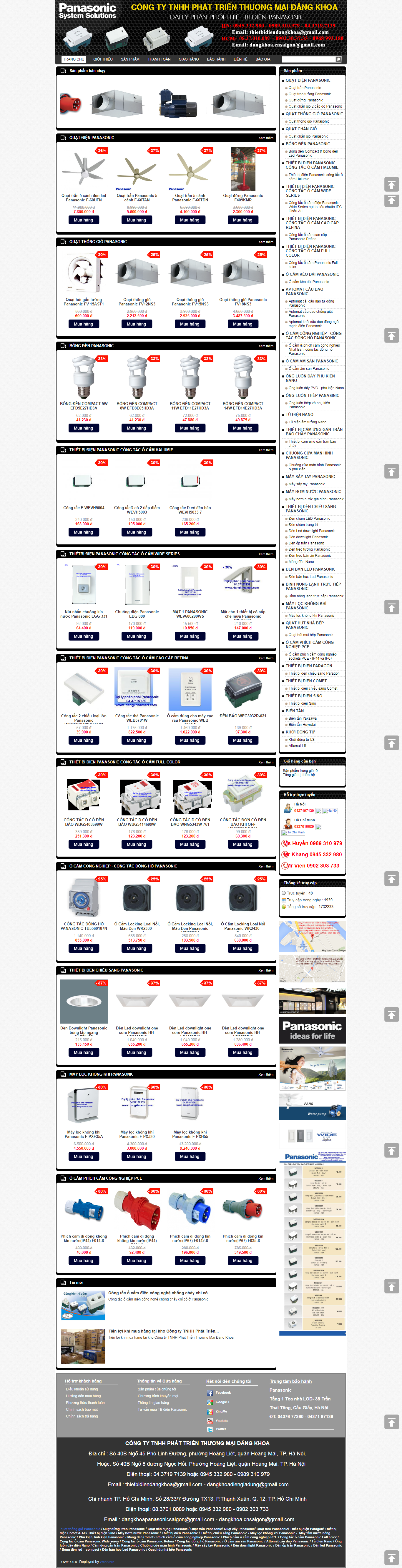 Thiết kế Web thiết bị Điện panasonichanoi.com