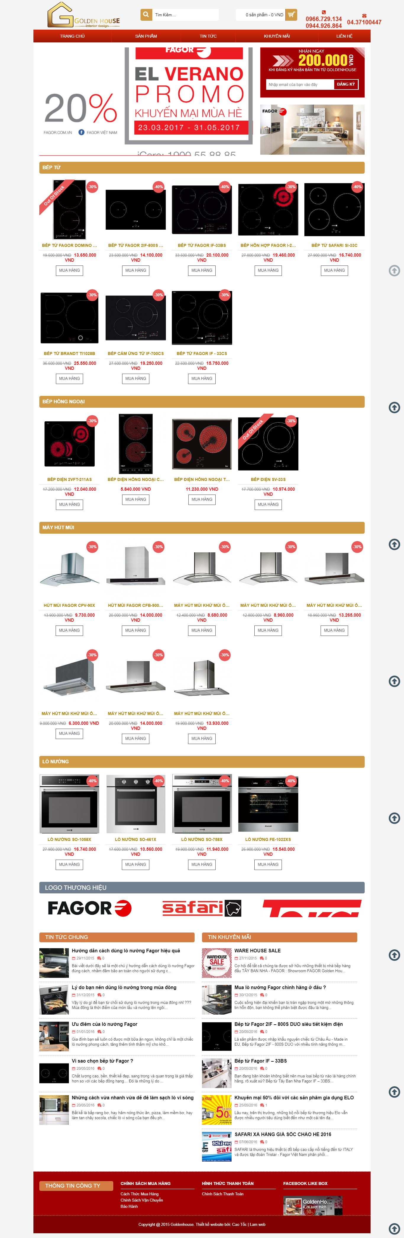 Thiết kế Web bán bếp từ goldenhouse.com.vn