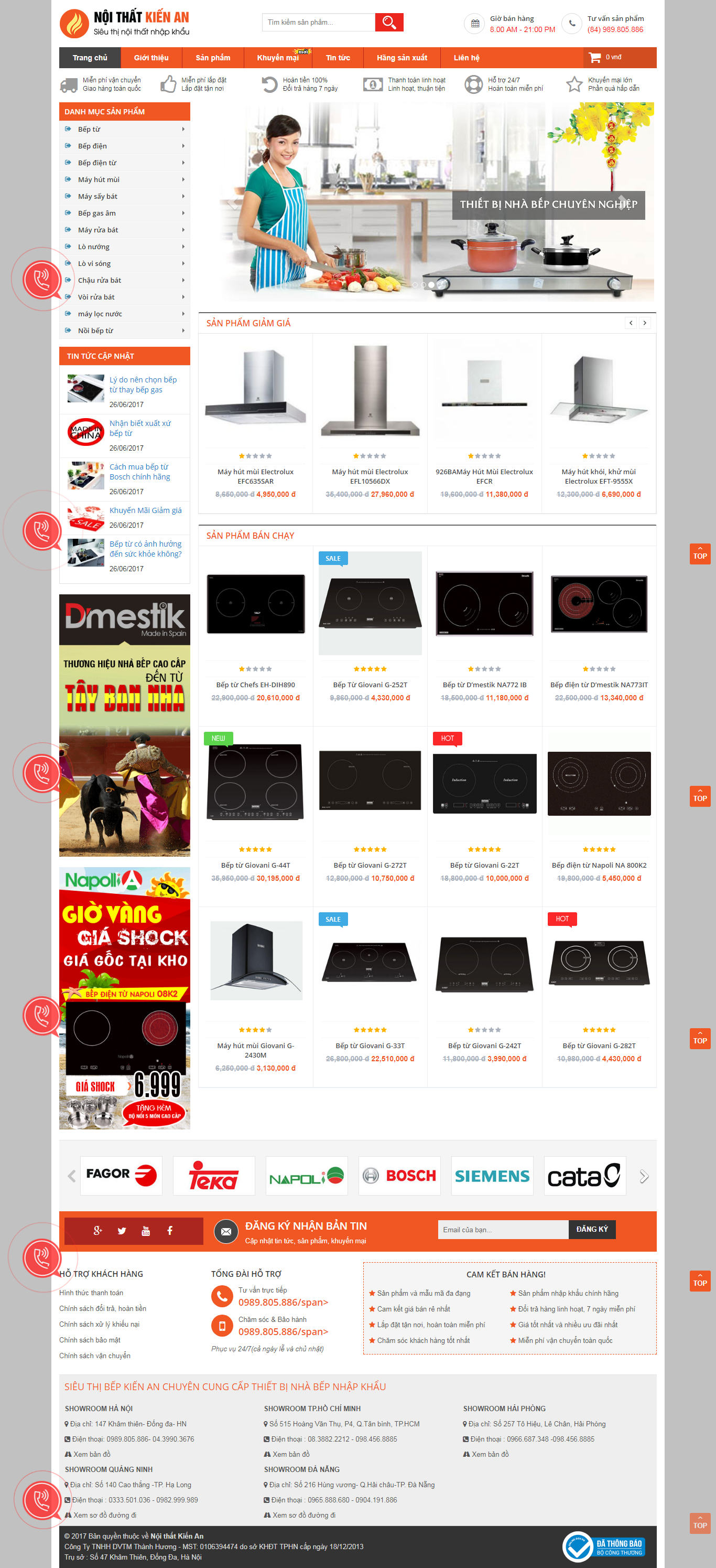 Thiết kế Web bán bếp từ bepkienan.com