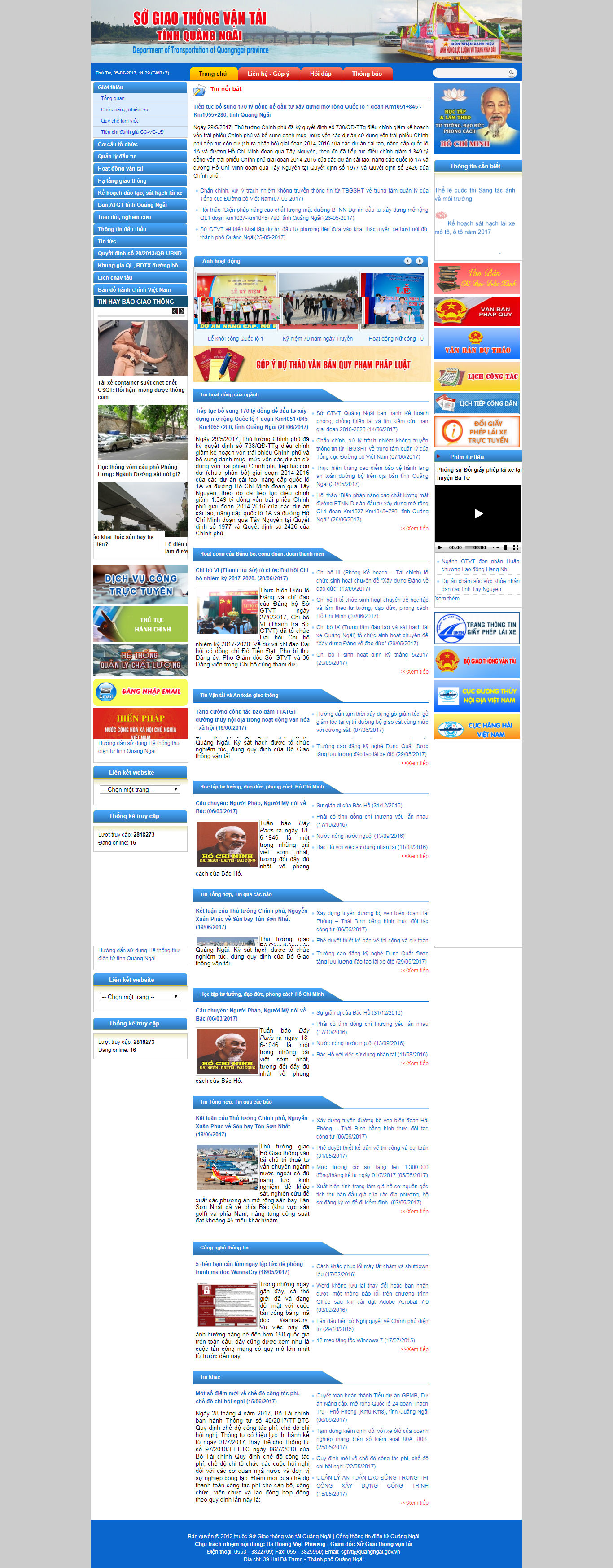 Thiết kế Web giao thông vận tải quangngai.gov.vn