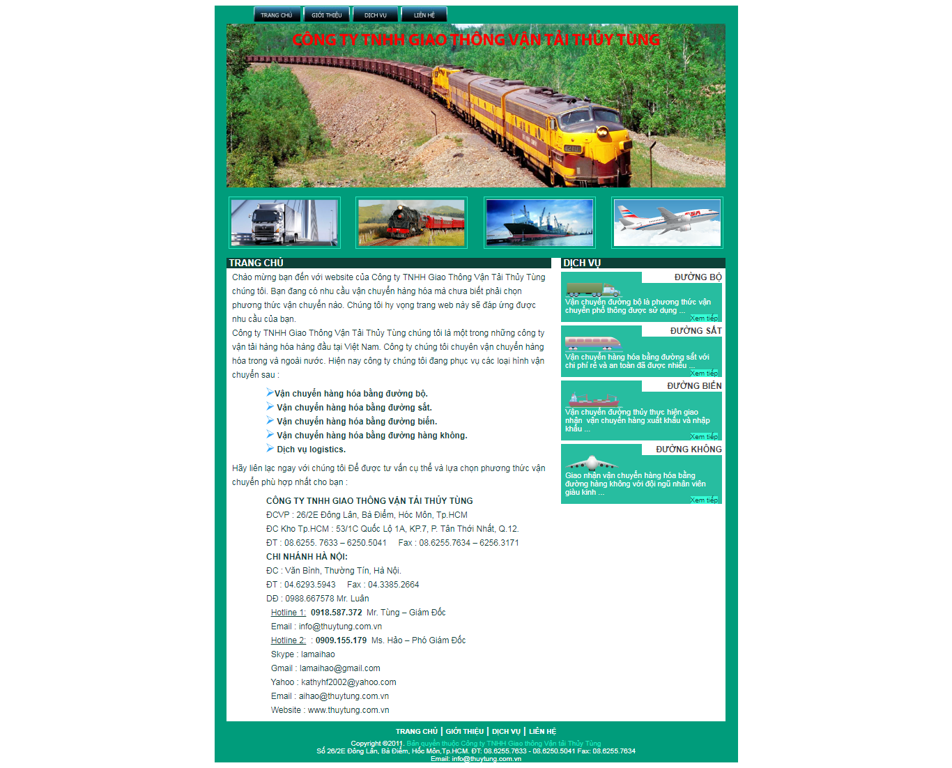 Thiết kế Web giao thông vận tải thuytung.com.vn