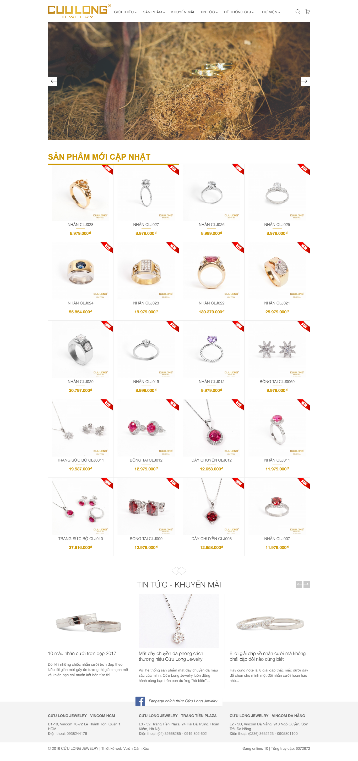 Thiết kế Web vàng bạc trang sức clj.vn