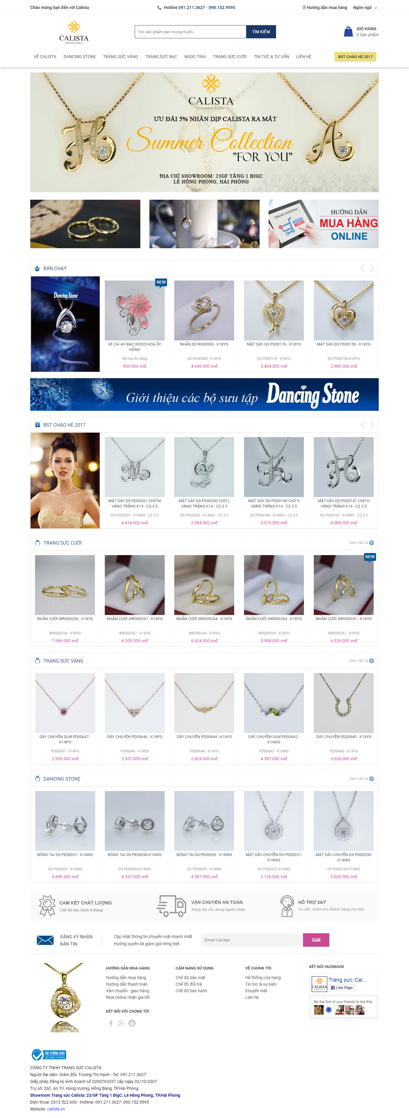 Thiết kế Web vàng bạc trang sức calista.vn