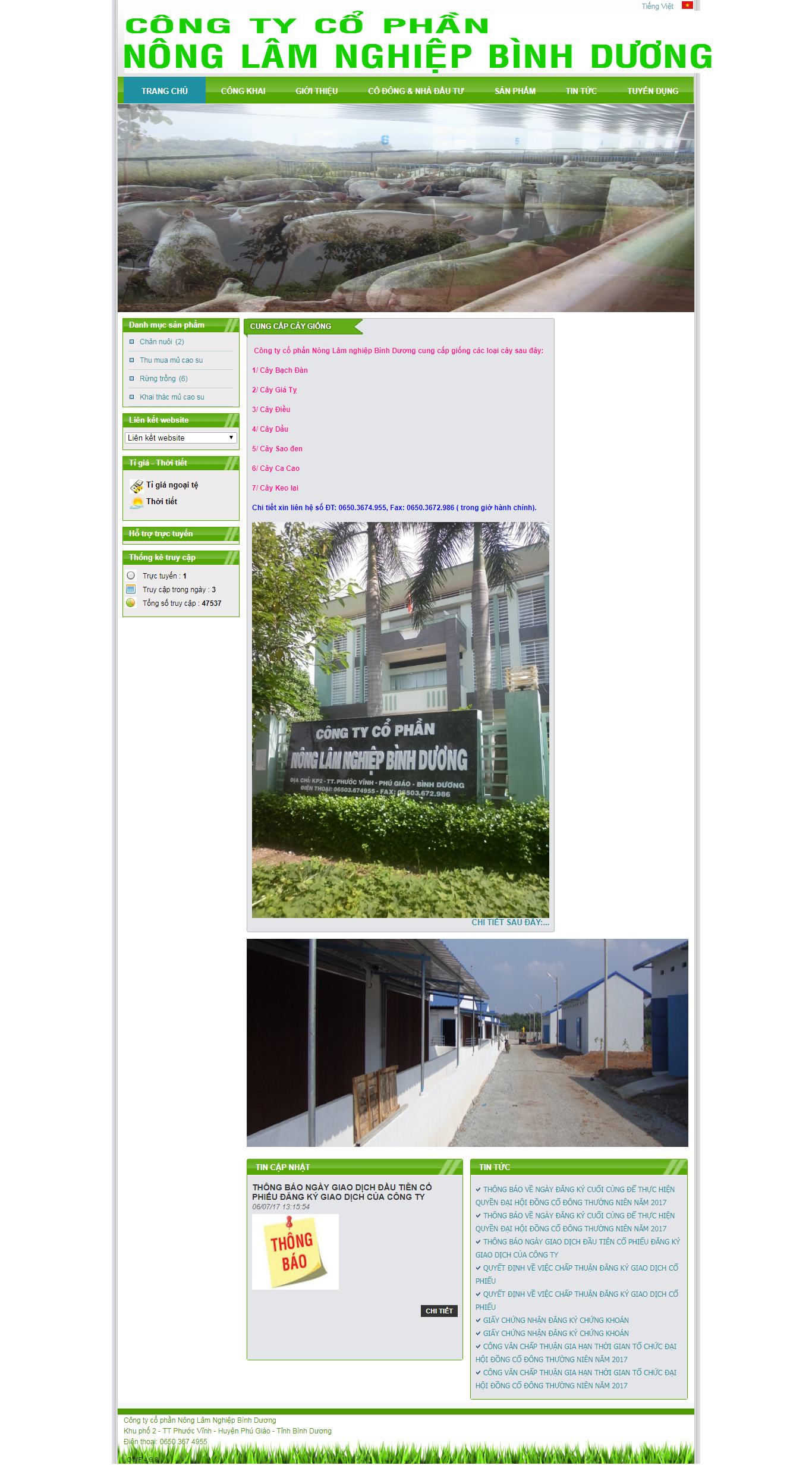Thiết kế Web nông lâm nghiệp cpnonglamnghiepbinhduong.vn